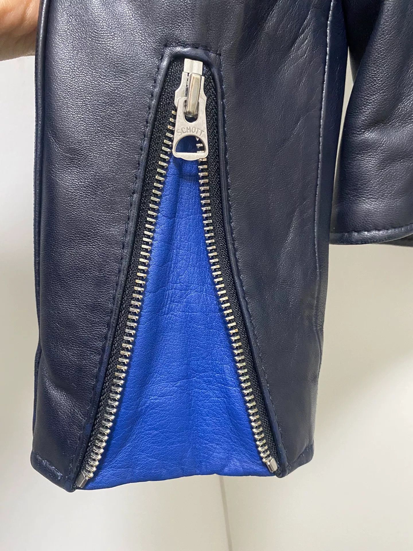 Sophnet. Schott x Sophnet Navy Leather Jacket. Size US M / EU 48-50 / 2 - 5 Thumbnail
