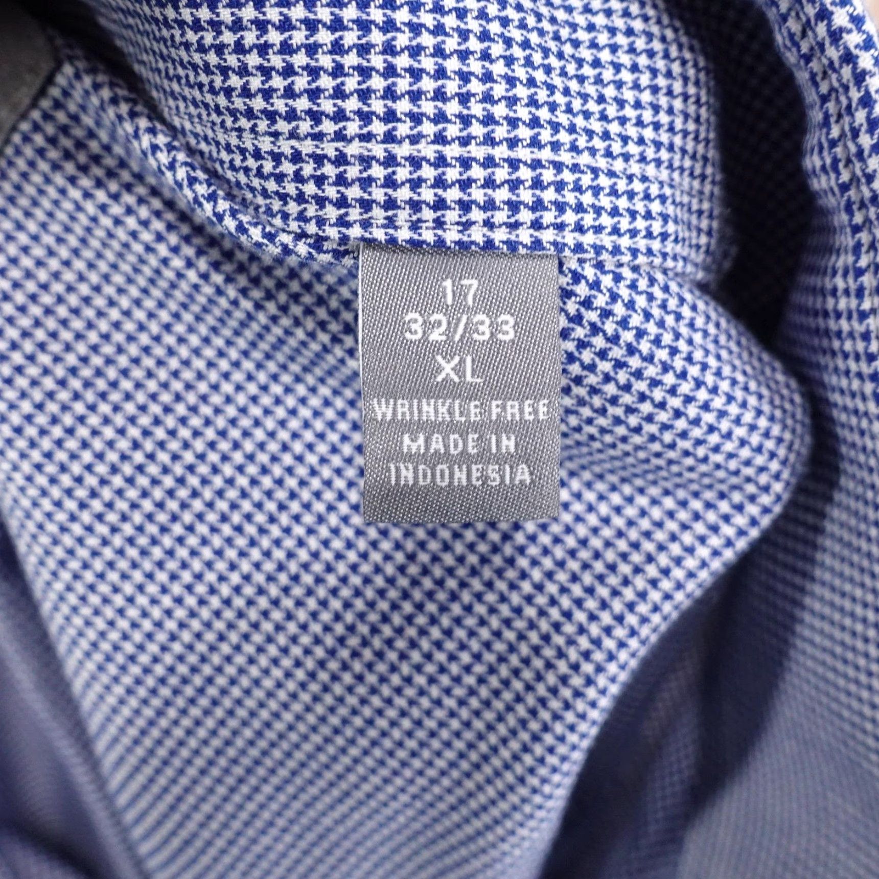 Michael Kors Michael Kors Shirt Mens XL Blue Micro Check Dress Shirt Regular Fit Wrinkle Free Size 46R - 7 Thumbnail