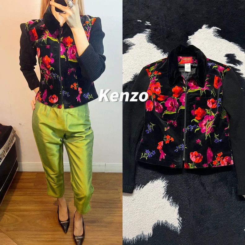 Kenzo Kenzo Floral Velvet Zip Jacket - dmc Size US M / EU 48-50 / 2 - 1 Thumbnail