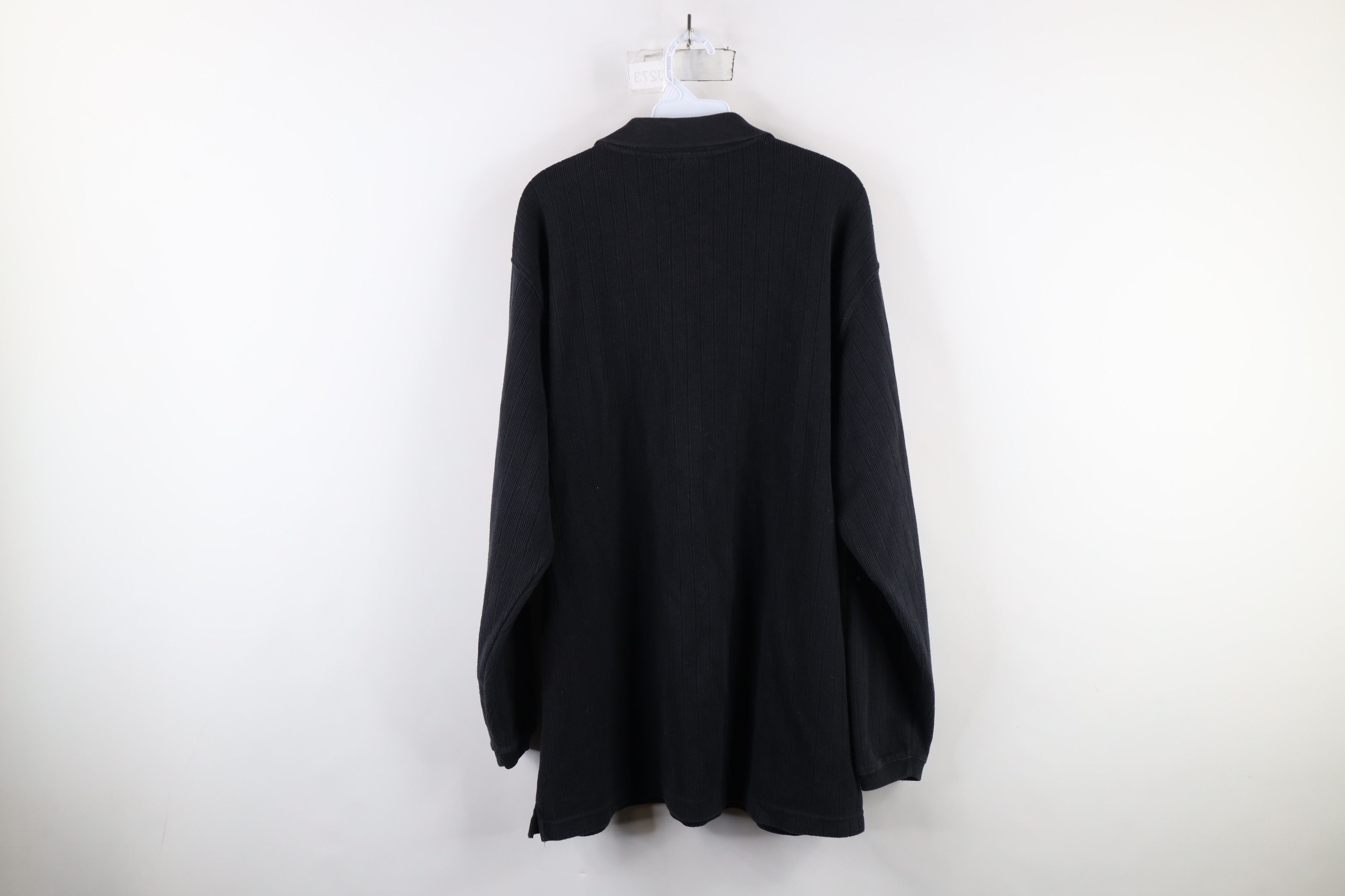 Vintage Vintage 90s Streetwear Ribbed Long Sleeve Rugby Polo Black Size US XL / EU 56 / 4 - 9 Thumbnail