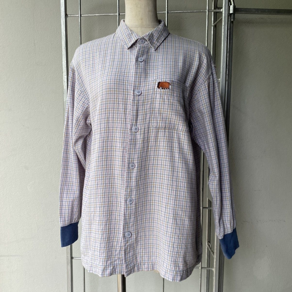 Ne-Net Né-net Checkered Long Sleeve Shirt with Bear Embroidery Size US M / EU 48-50 / 2 - 13 Thumbnail