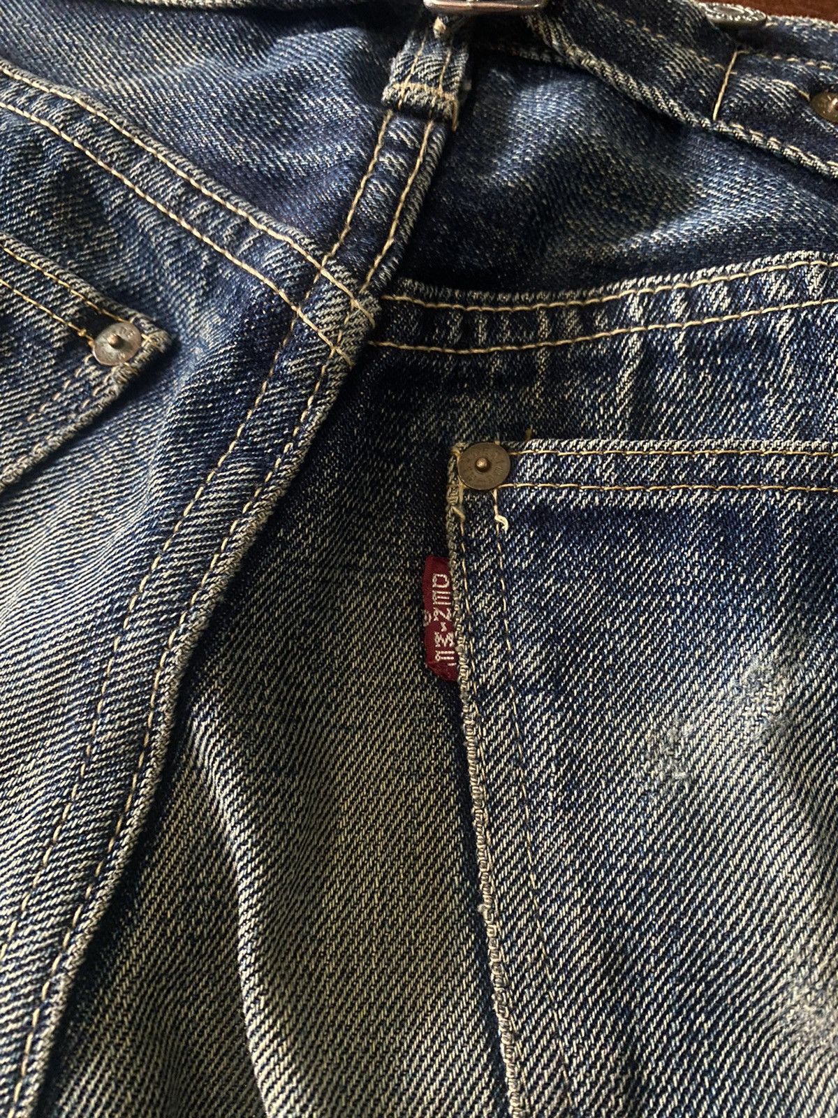 Vintage DENIME JAPAN Vintage Honeycomb Rusty distressed rework B1 Size US 31 - 15 Thumbnail