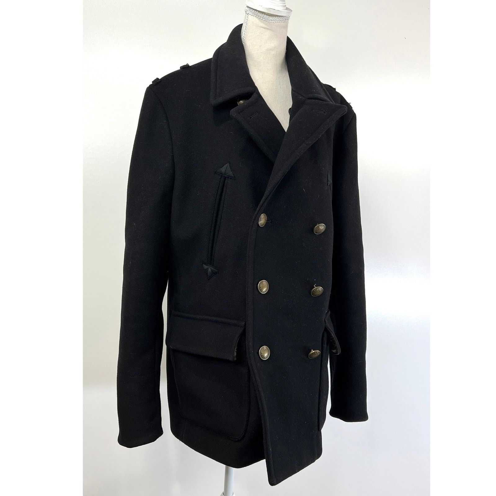 Marc by Marc Jacobs Marc by Marc Jacobs Wool Double Breasted Peacoat Black Size XL / US 12-14 / IT 48-50 - 2 Thumbnail