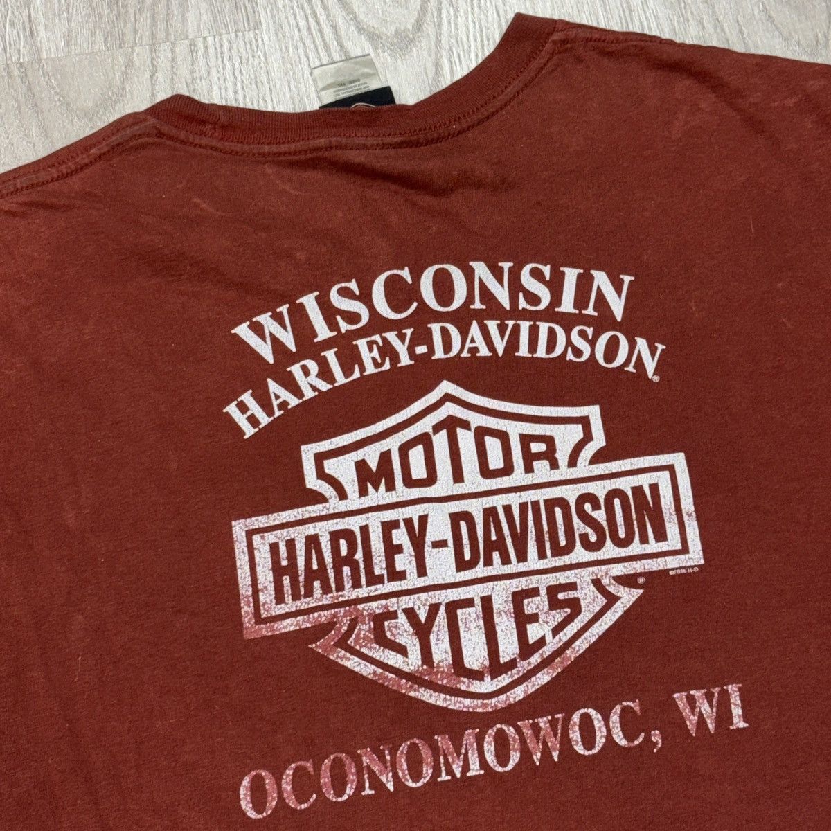 Harley Davidson Mens Harley Davidson Graphic T Shirt Red Wisconsin Size US XXL / EU 58 / 5 - 6 Thumbnail