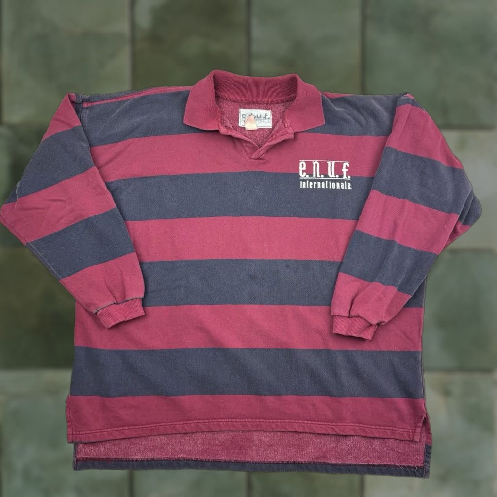 Vintage VINTAGE Enuf Internationale Rugby Polo Shirt Adult Large Striped 90s Red Mens Size US L / EU 52-54 / 3 - 1 Thumbnail