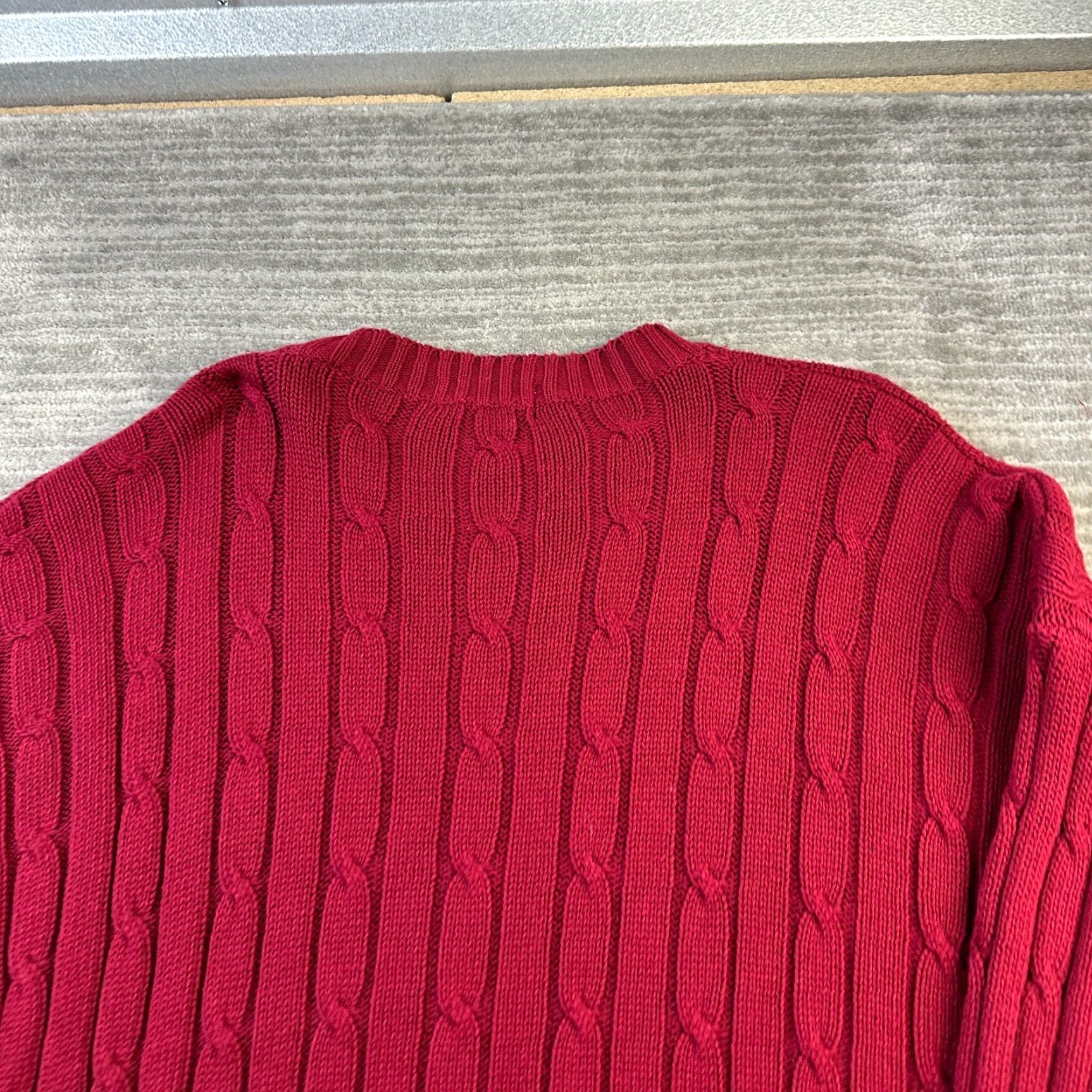 Polo Ralph Lauren VINTAGE Izod Sweater Mens Medium Red Cable Knit Crewneck Size US M / EU 48-50 / 2 - 6 Thumbnail
