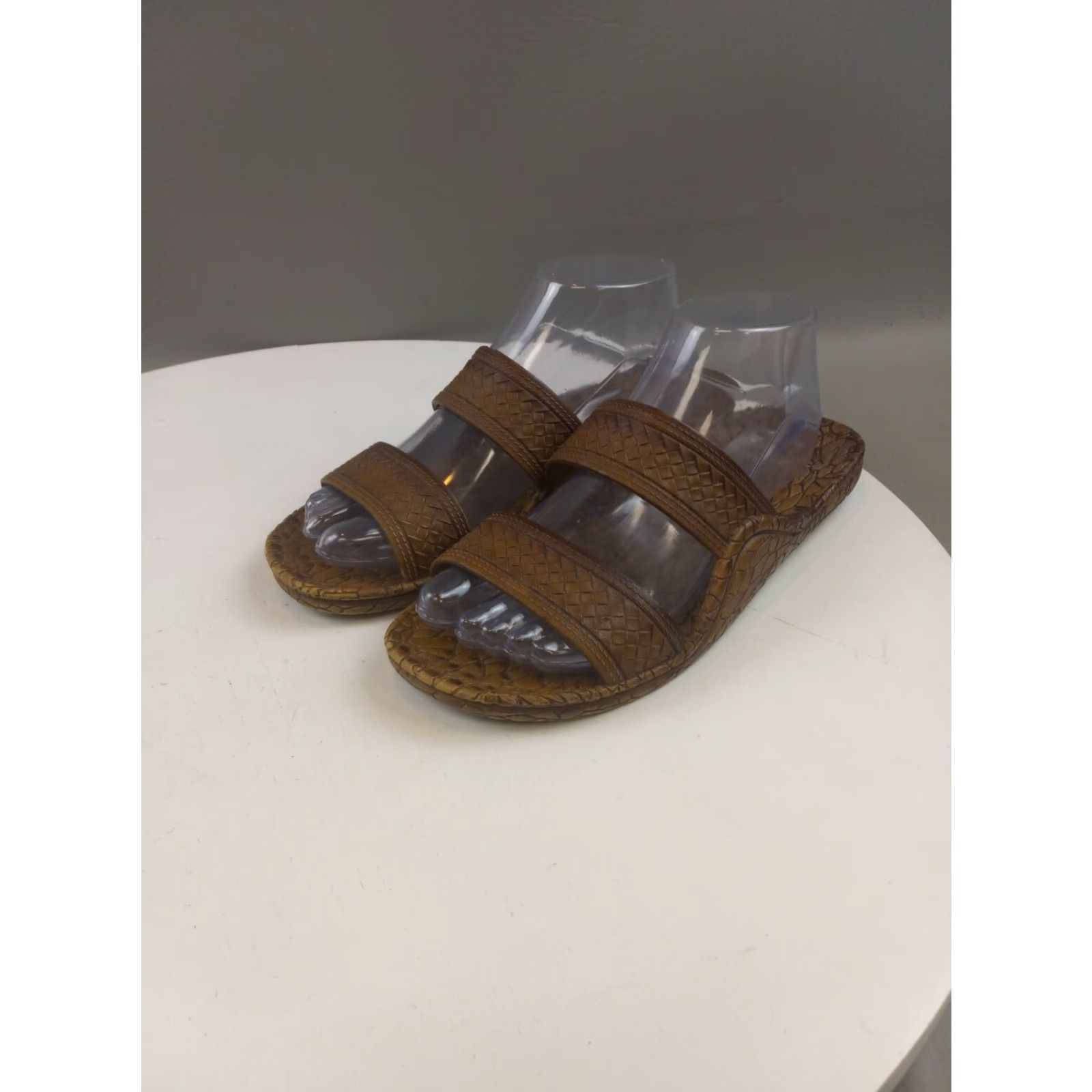 Vintage Rockin Footwear Sandal Slide Women's Size 8 Brown PVC Textured Boho Slip-On Sandal Bohemian Straps Size US 6 / IT 36 - 3 Thumbnail