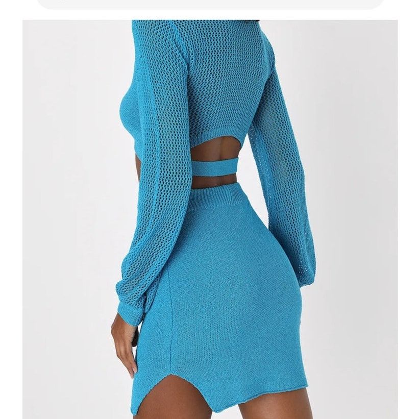 Lulus Lulus Double the Delight Blue Knit Two-Piece Mini Dress XS Size XS / US 0-2 / IT 36-38 - 2 Thumbnail