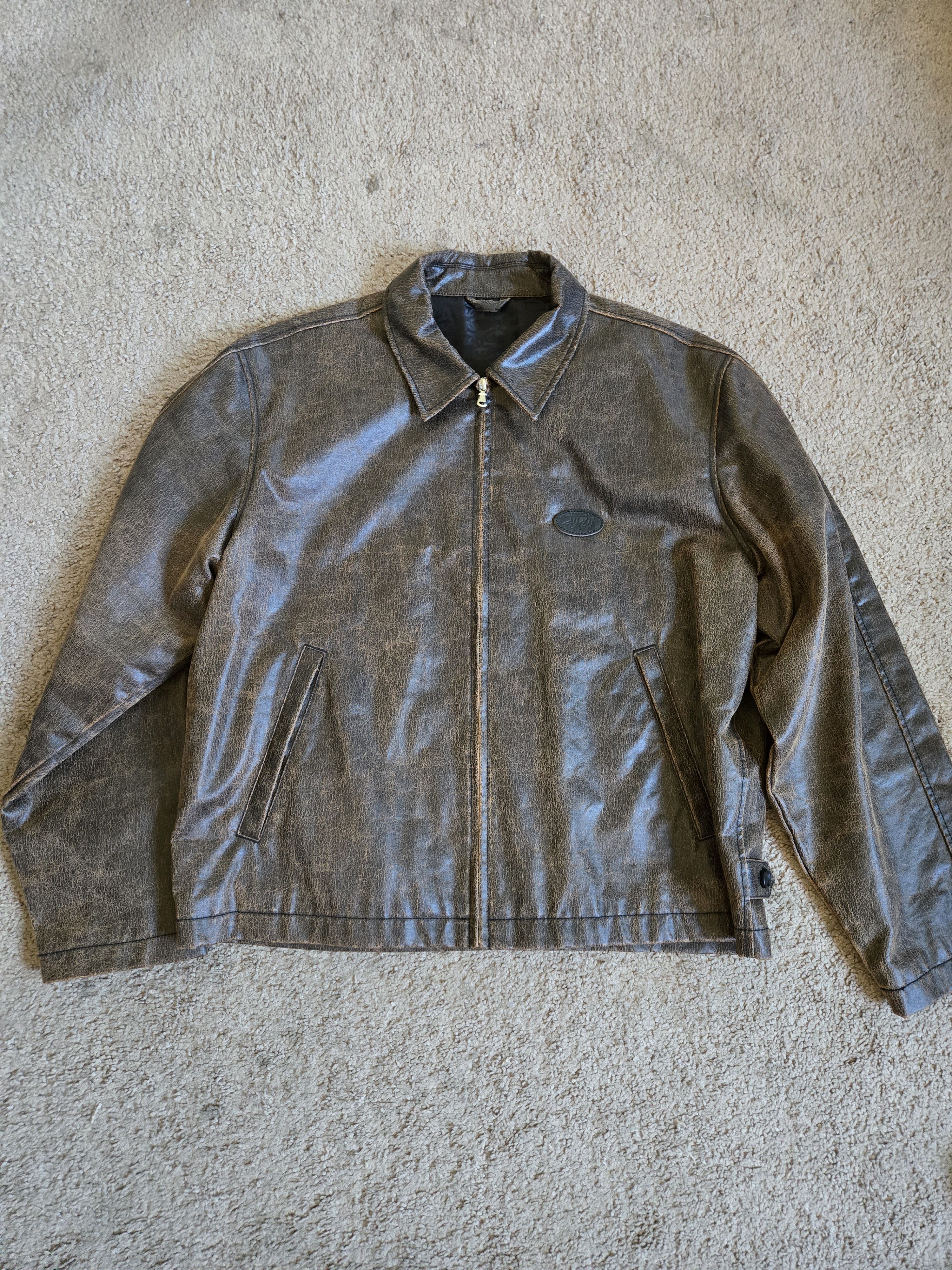 Stussy Stussy club jacket coated cotton brown sz large | Grailed