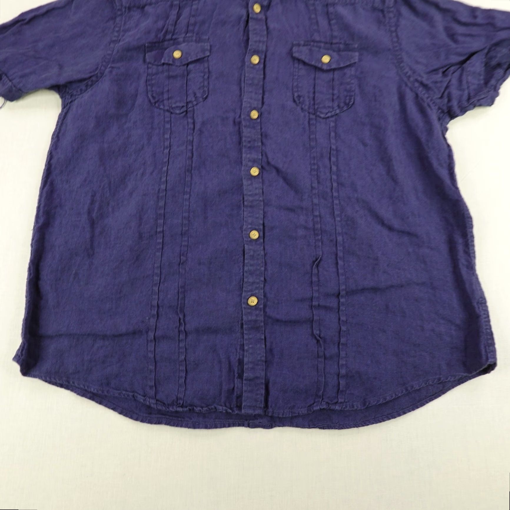 Murano Murano Baird McNutt Shirt Mens XL Blue Linen Button-Up Short Sleeve Collared Pocketed Casual Shirt Size US XL / EU 56 / 4 - 4 Thumbnail