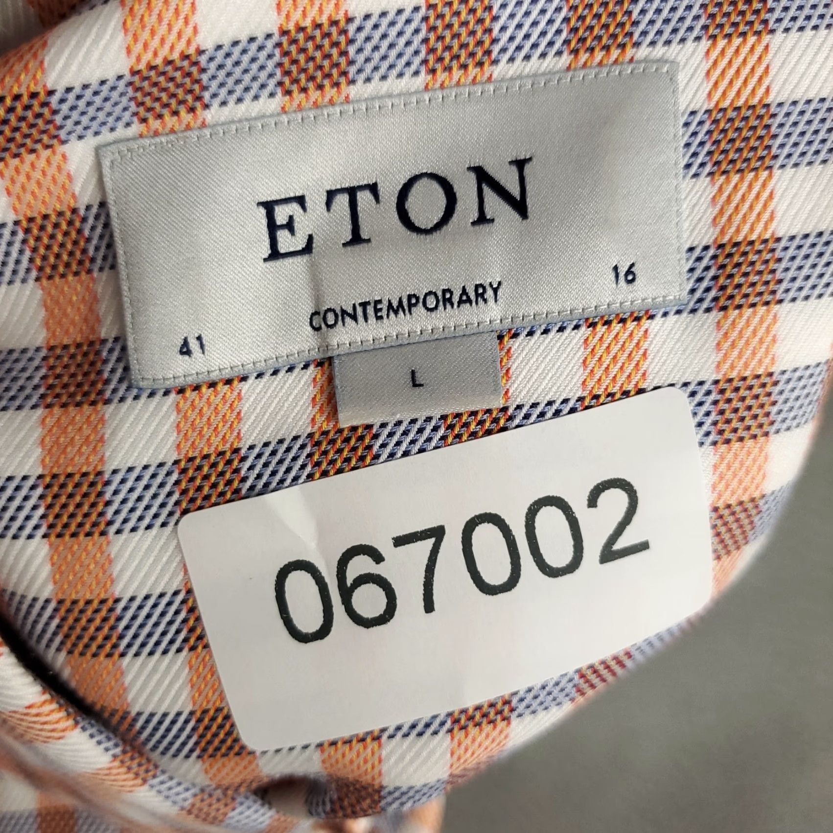 Eton Eton Shirt Mens Size 16 41 Large Orange Check Dress Shirt Button Up Contemporary Casual Business Workwear Mens Regular Long Sleeve Cotton 100% Size 42R - 8 Thumbnail