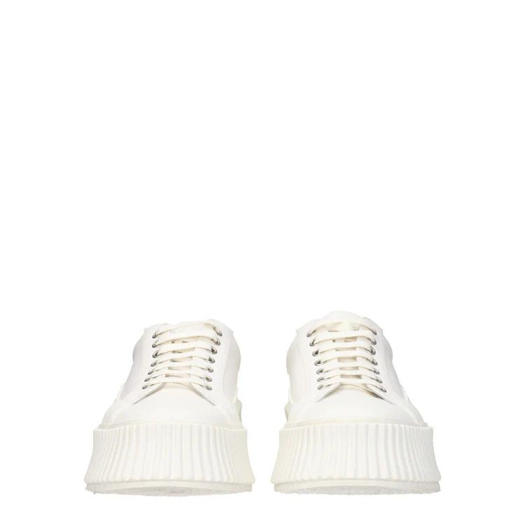 Jil Sander o1y1124 Canvas Low-Top Sneakers With Platform in White Size US 7 / EU 40 - 2 Thumbnail