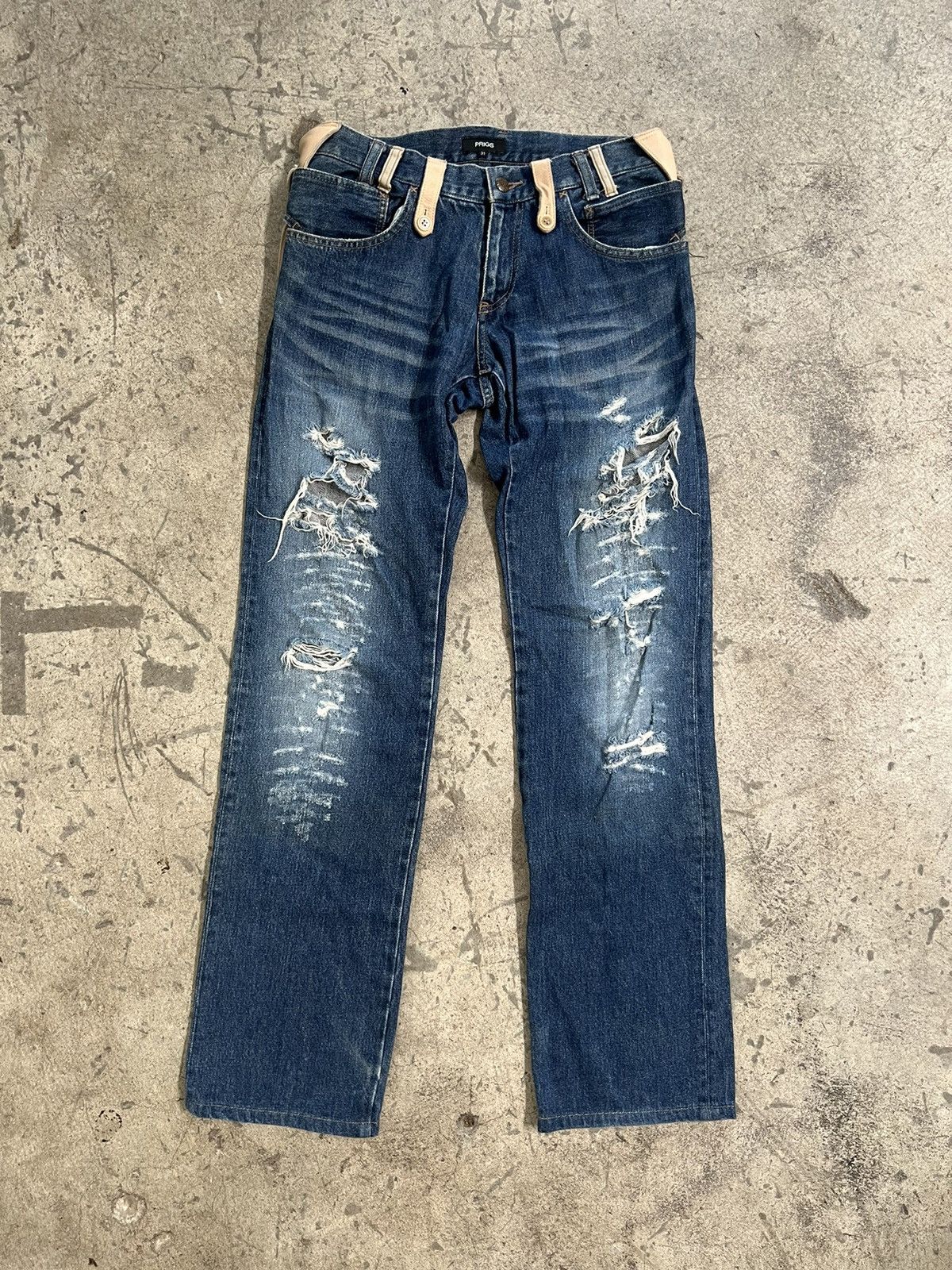 Japanese Brand 30x33 rare Y2K Japanese brand distressed denim jeans Size US 30 / EU 46 - 1 Thumbnail