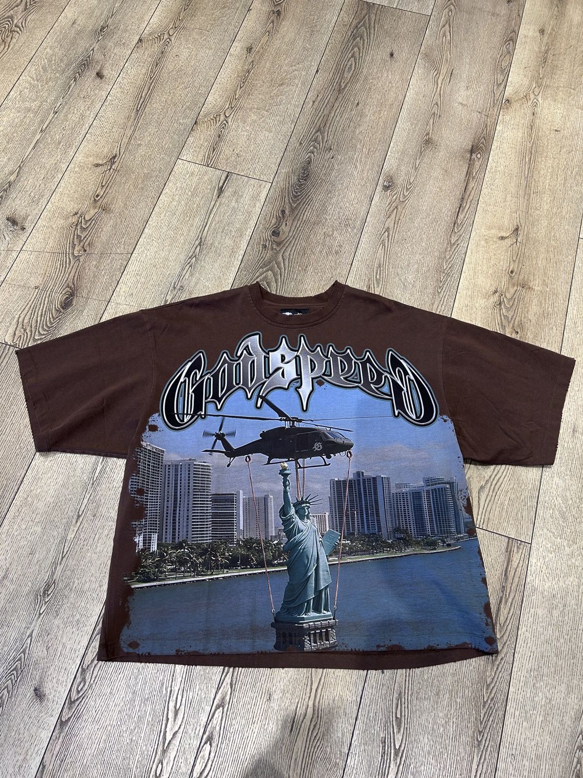 Godspeed Godspeed JFK To MIA Tee Mocha Size US XL / EU 56 / 4 - 1 Thumbnail