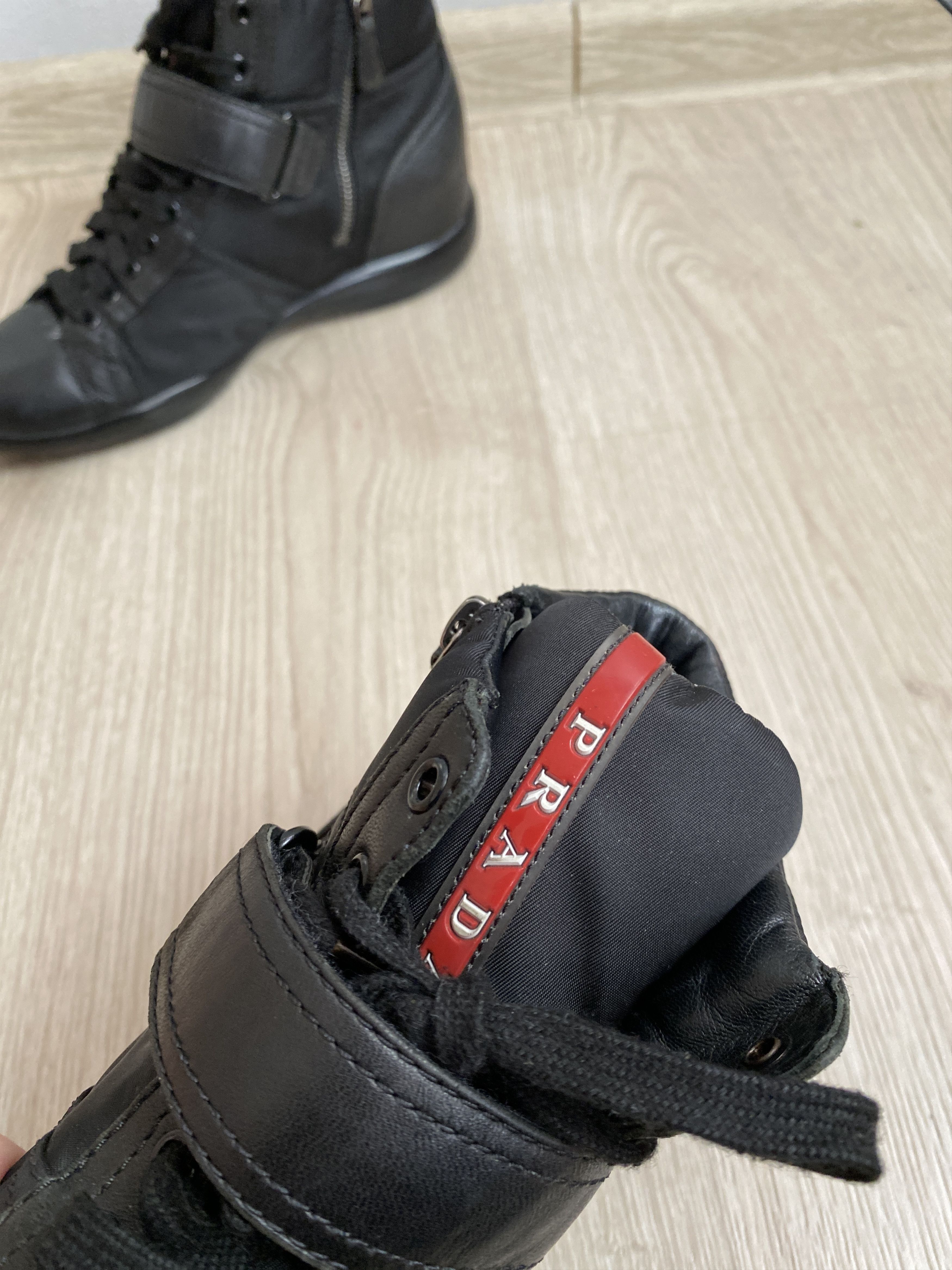 Prada × Vintage Prada high top sneakers soft leather Size US 8 / IT 38 - 3 Thumbnail