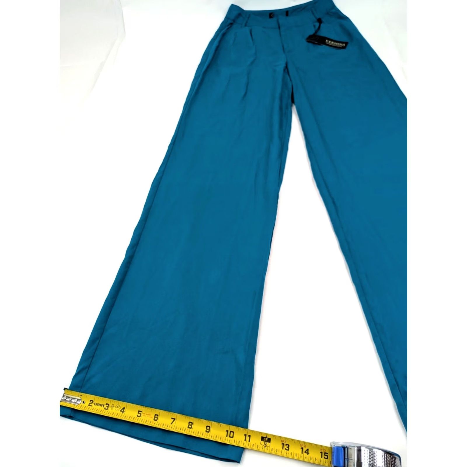 Vintage Versona Classic Fit Lyocell Wide-Leg Pants Women 0 Long Teal Blue Size 25" / US 0 / IT 36 - 2 Thumbnail