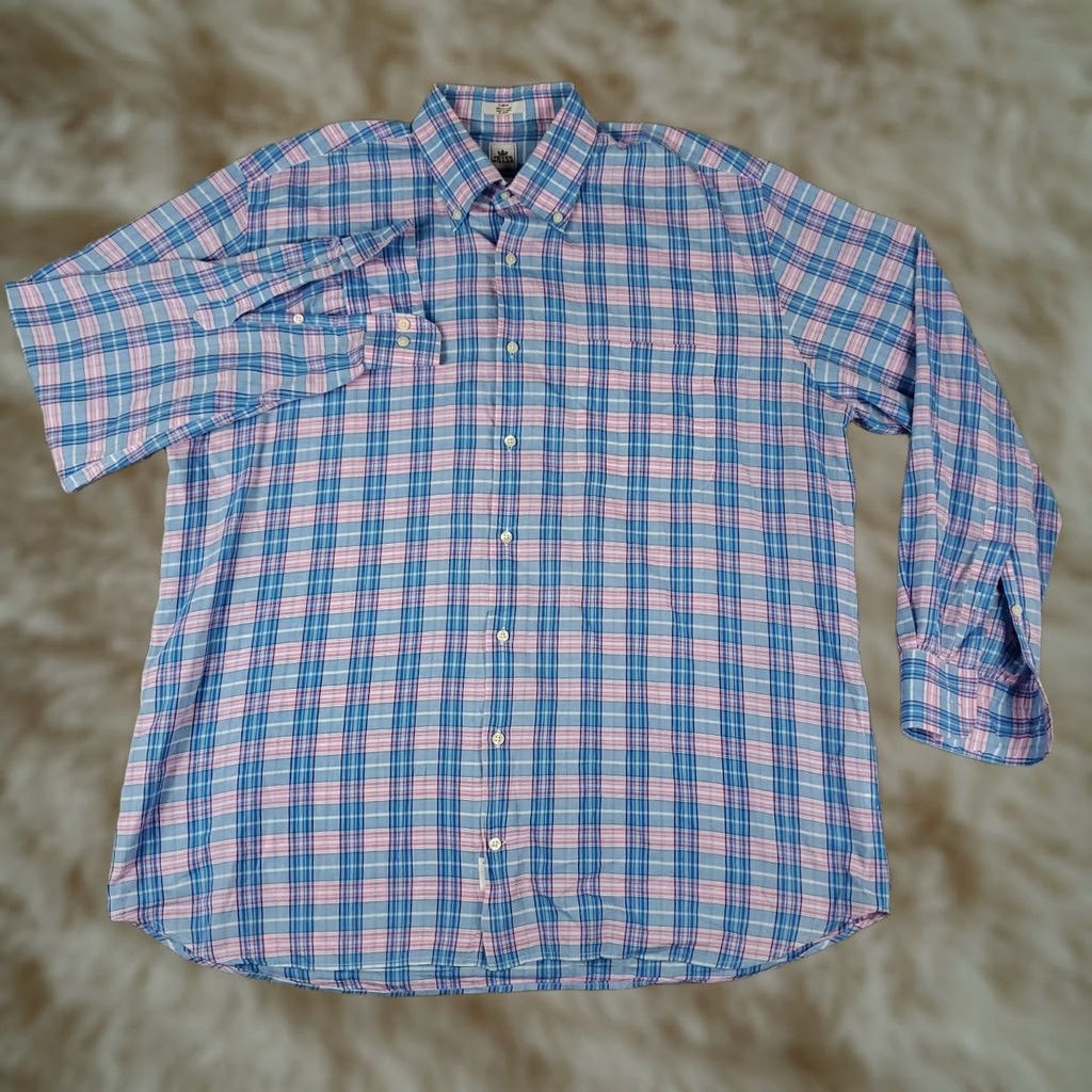 Peter Millar Peter Millar Shirt Mens Large Pink Blue Plaid Button Up Long Sleeve Size US L / EU 52-54 / 3 - 1 Thumbnail