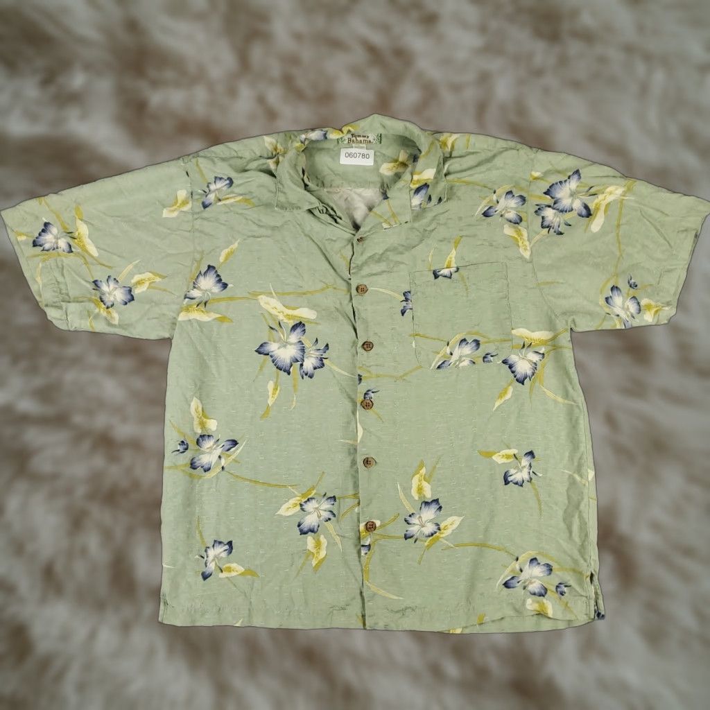 Tommy Bahama Tommy Bahama Shirt Mens Large Green Floral Silk Camp Collar Hawaiian Button Up Size US L / EU 52-54 / 3 - 1 Thumbnail