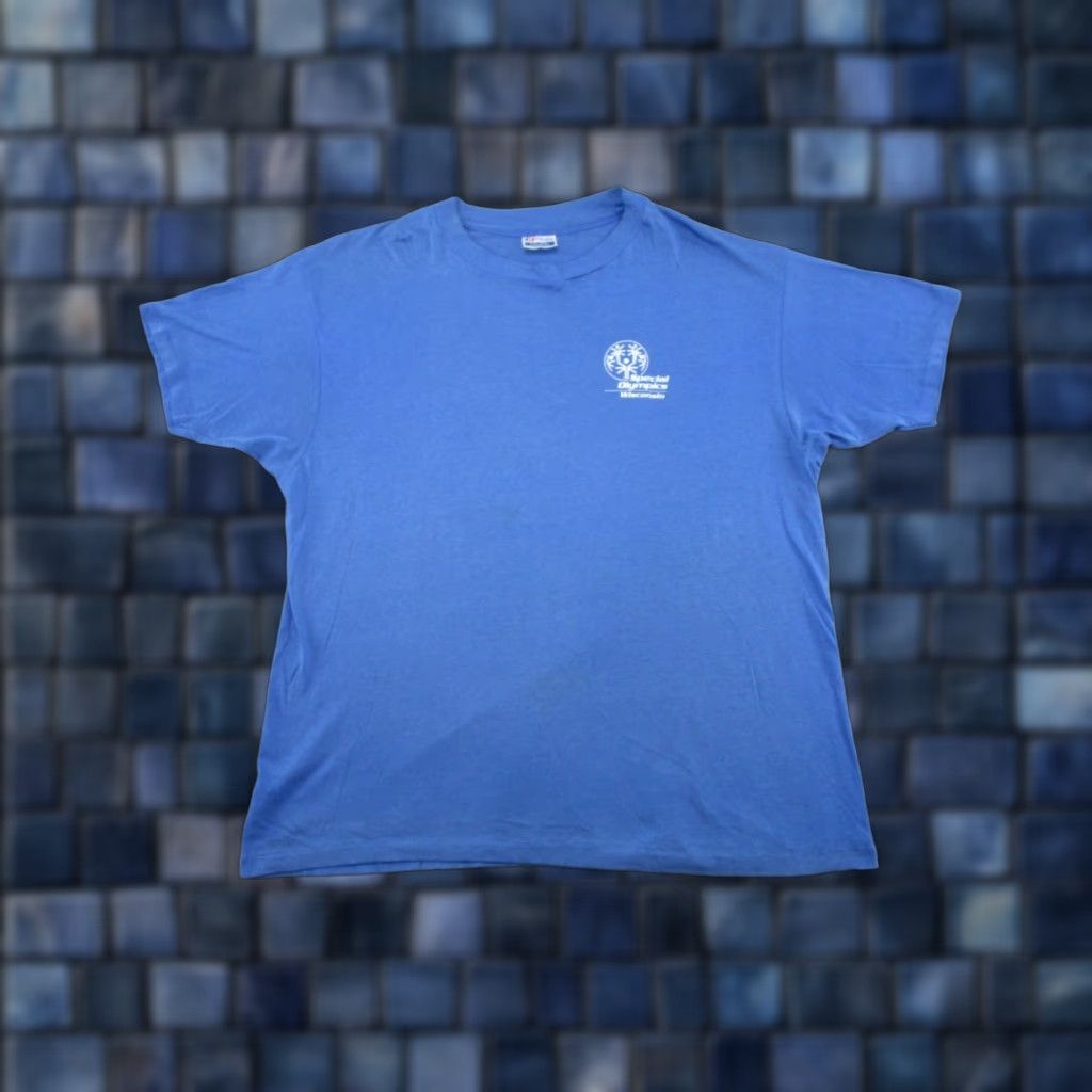 Hanes VINTAGE Hanes WSO Shirt 2XL Blue 90s Wisconsin Special Olympics T-Shirt Men Short Sleeve Crew Neck Cotton Size 2XL Vintage 90s Theme Sports Size US XXL / EU 58 / 5 - 1 Thumbnail