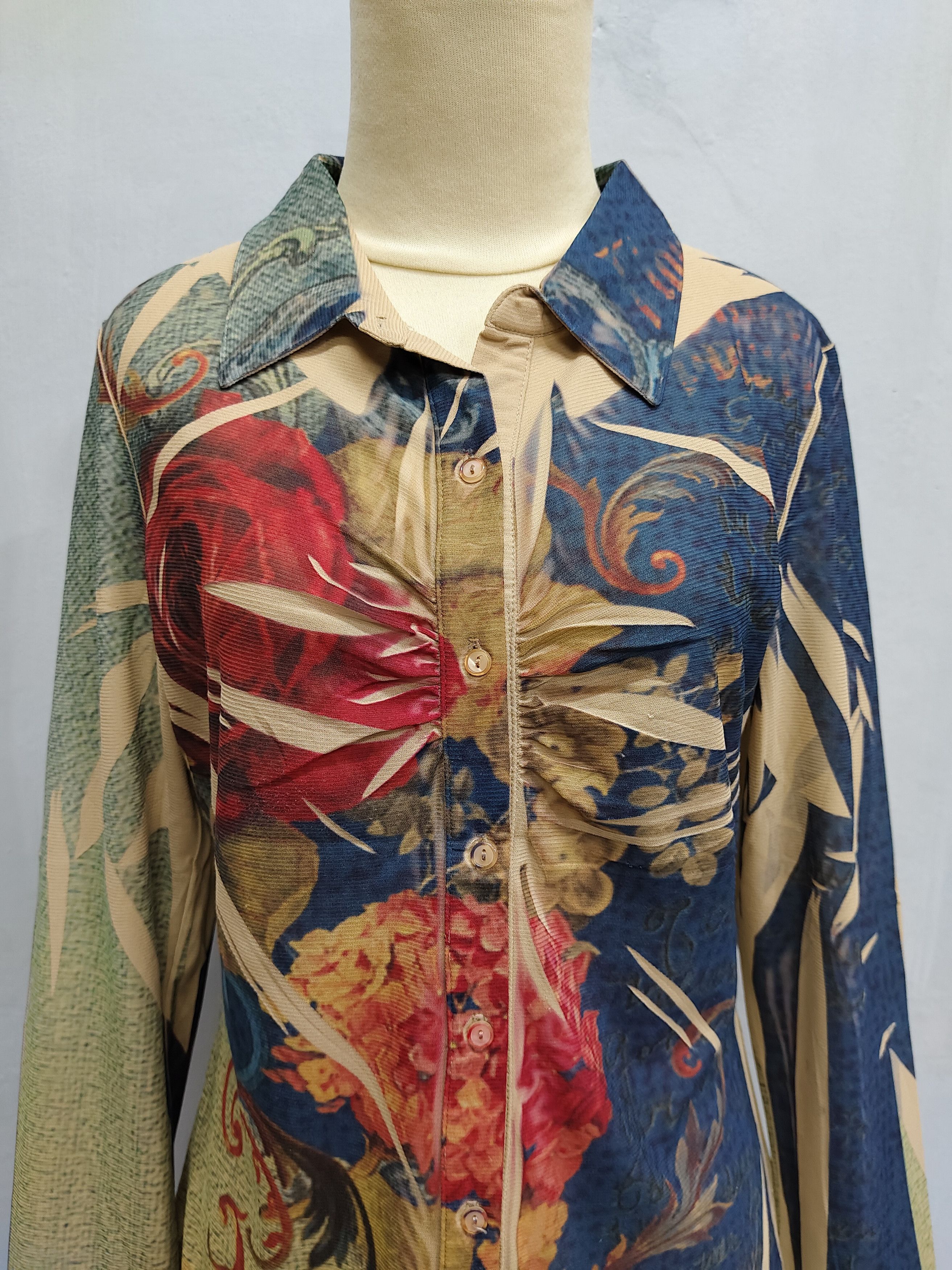 Arts & Science 💥 Vtg Ivy Florals Art Graphic Print Long Shirt Size L / US 10 / IT 46 - 2 Thumbnail