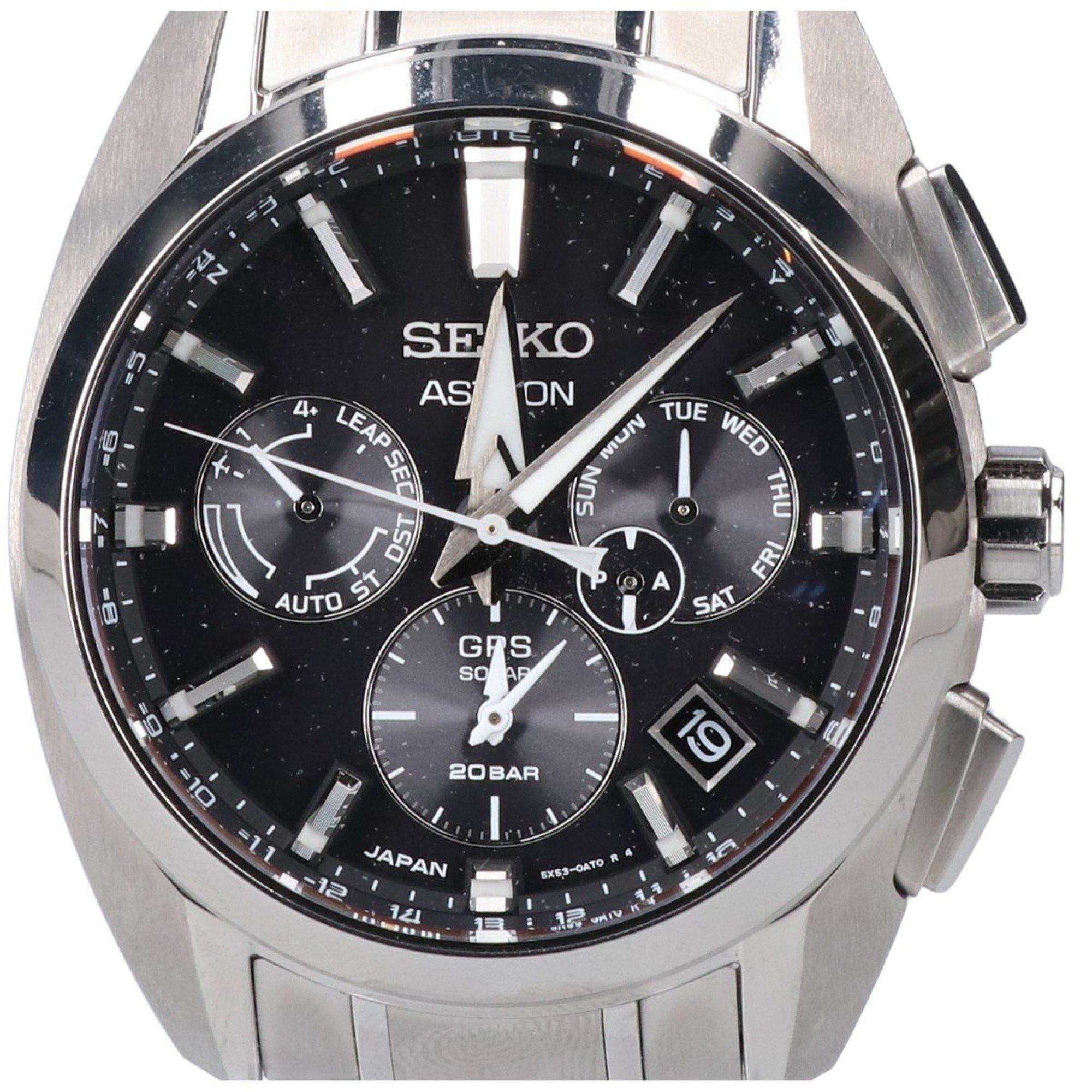 image of Seiko Sbxc067 Astron Gps Solar Radio Wristwatch Silver Men's in Black