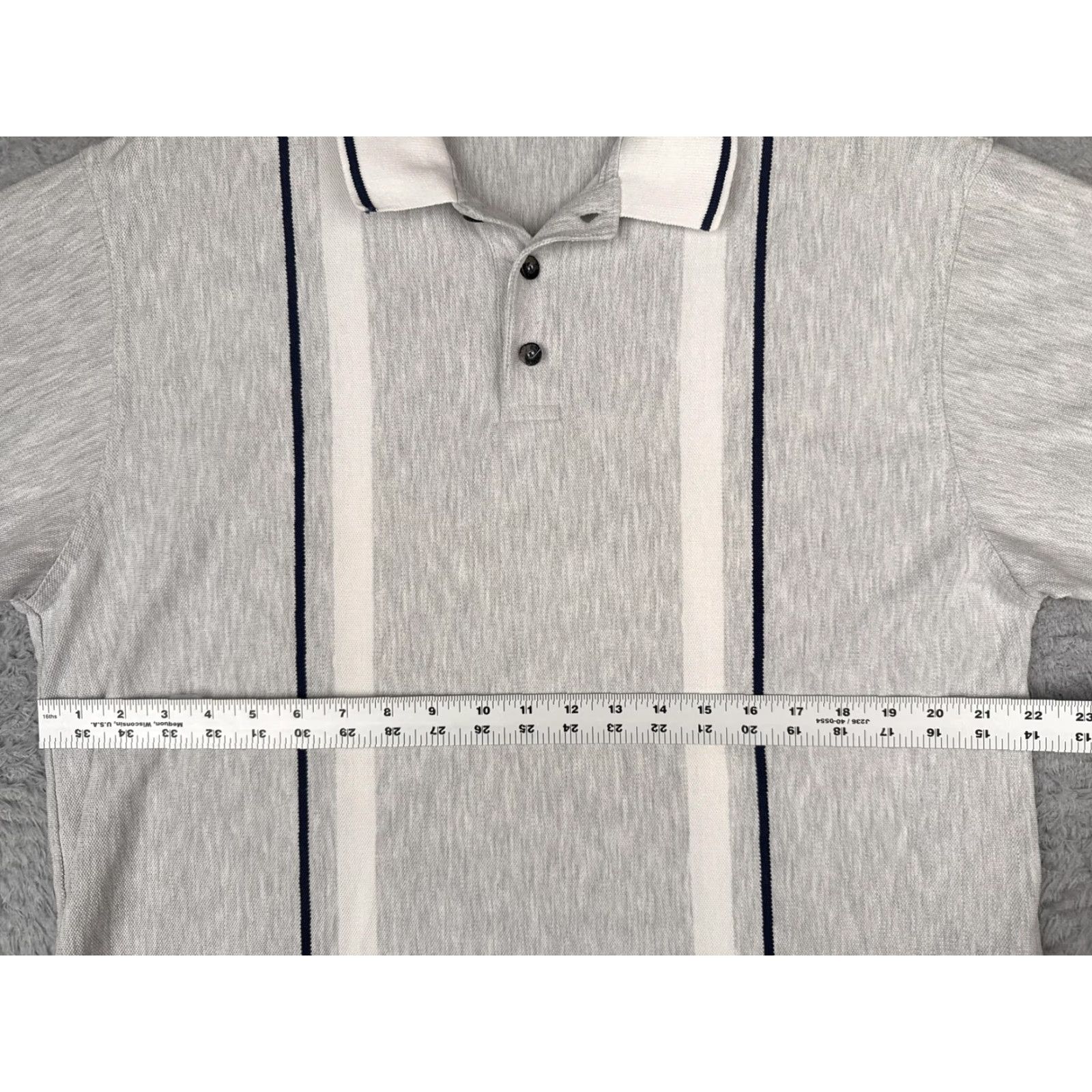 Vintage Straight Down Polo Shirt Mens Large Gray Striped Cotton Made USA Golf Casual Size US L / EU 52-54 / 3 - 7 Thumbnail