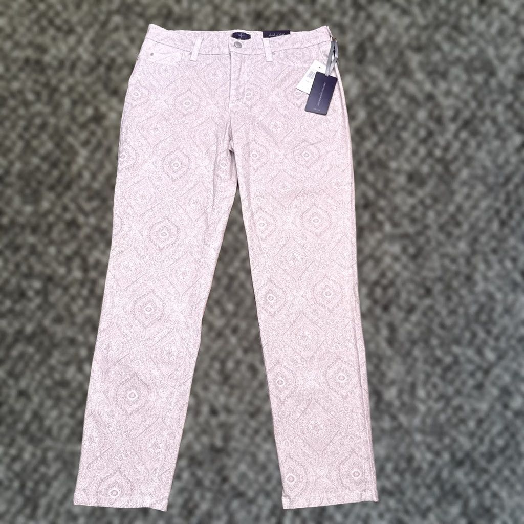 NYDJ NYDJ Skinny Jeans Womens 8 Beige Mid Rise Stretch Denim 5-Pocket USA Paisley Inseam 27in Regular Size 30" / US 8 / IT 44 - 1 Thumbnail
