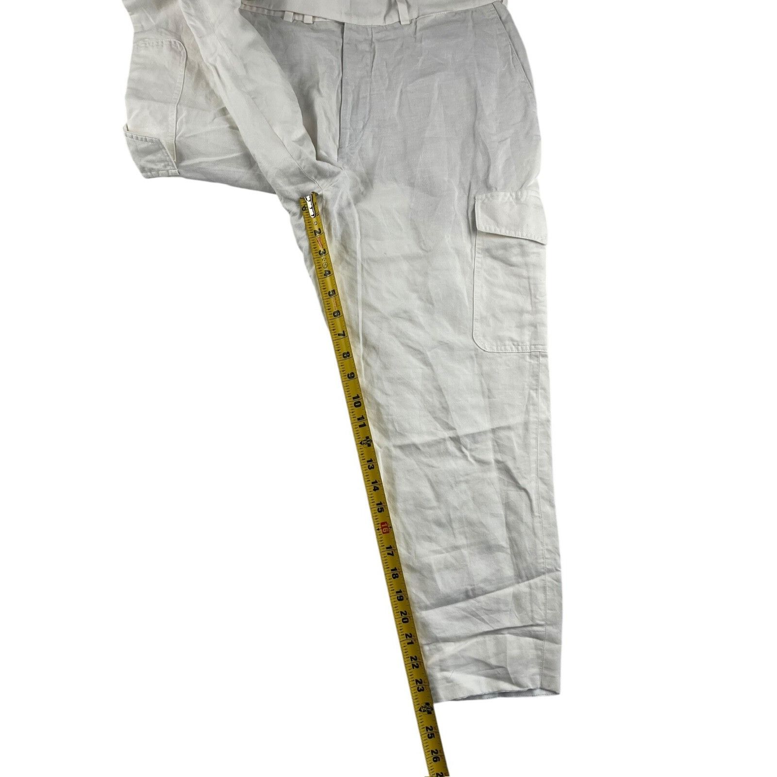 Suitsupply SuitSupply Men’s Linen Blend Blake Cargo Cropped Pants Whit Size US 32 / EU 48 - 7 Thumbnail