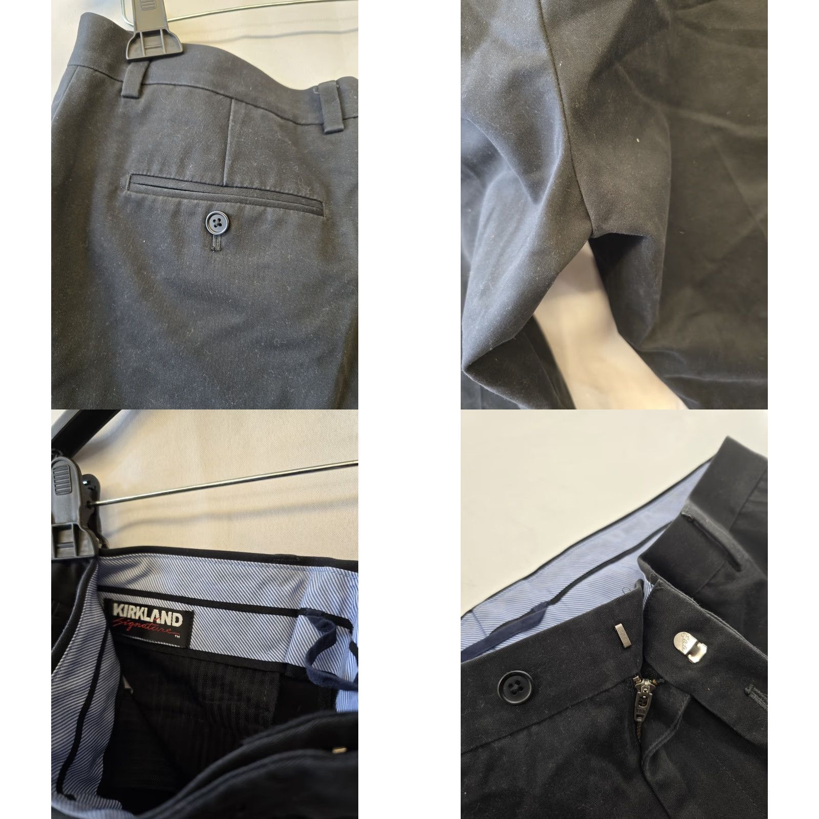 Vintage Kirkland Signature Men’s Dress Pants - Black Khaki - 38x34 - Flat Front - Cotton - 2 Lot - Regular - Pockets - Size 38x34 - Men Size US 38 / EU 54 - 8 Thumbnail