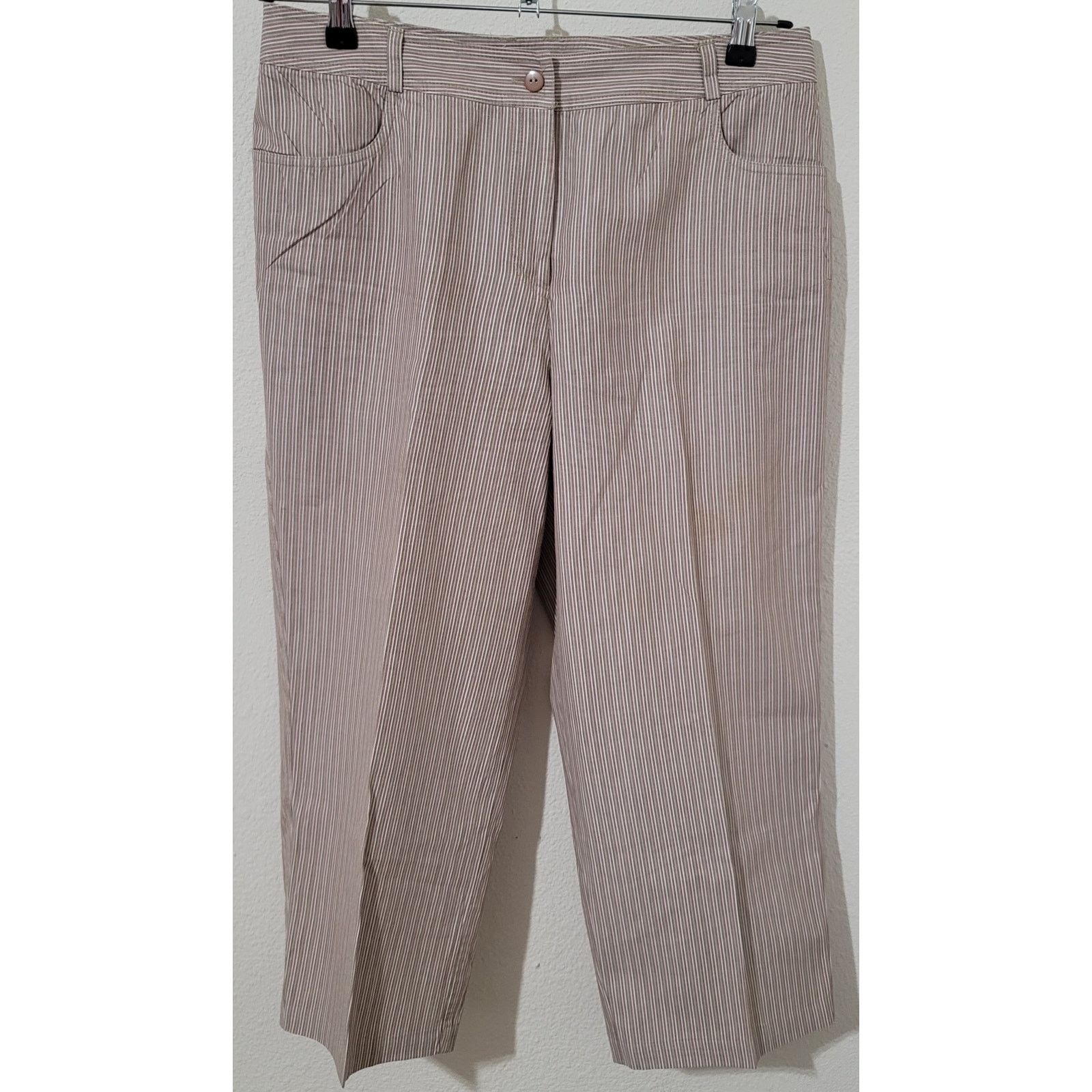Other Christopher & Banks Beige Striped Capri Pants 8 Lightweight Size 30" / US 8 / IT 44 - 1 Thumbnail