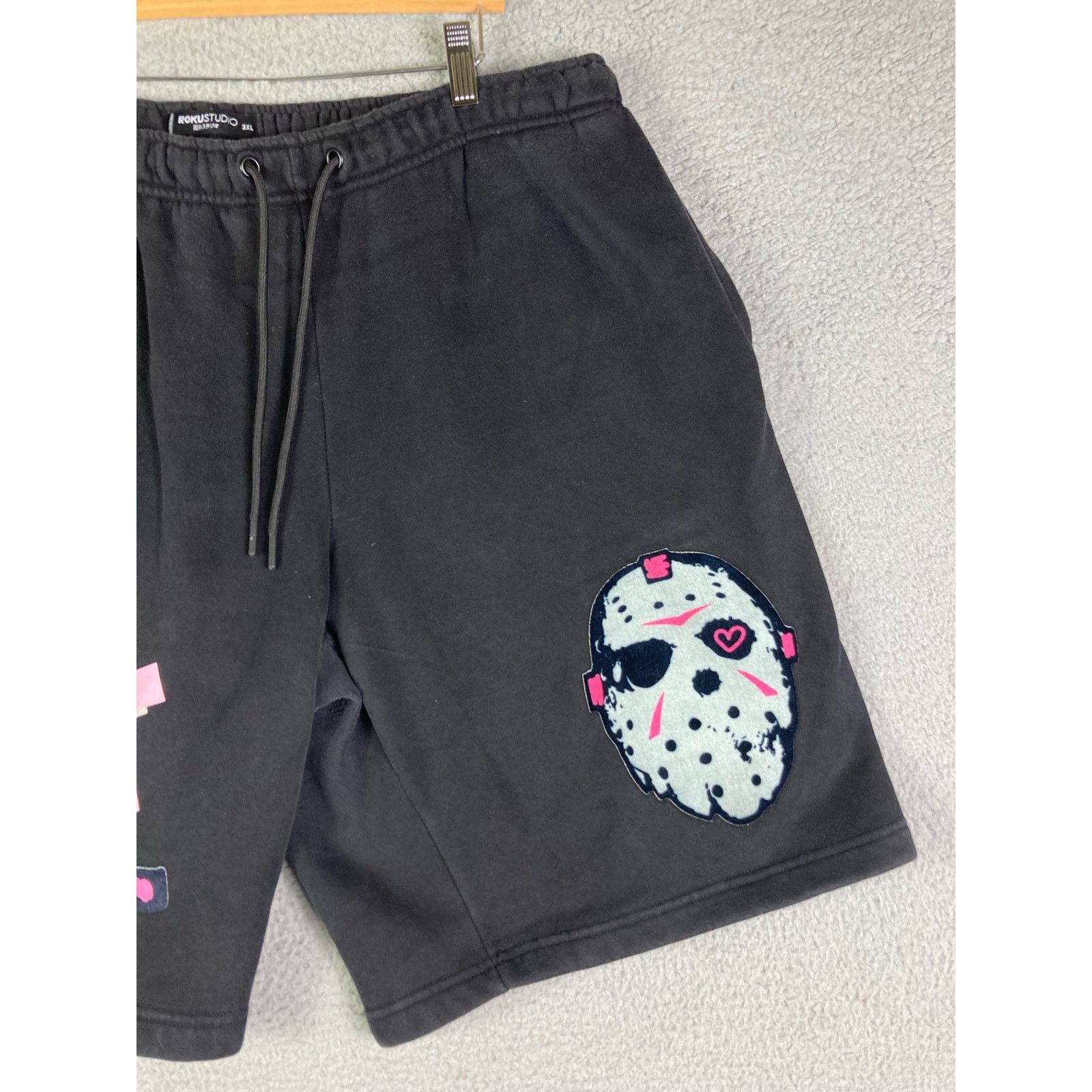 Other Casual Shorts Horror Graphic Black Mens 36 Waist Drawstring Size US 36 / EU 52 - 5 Thumbnail
