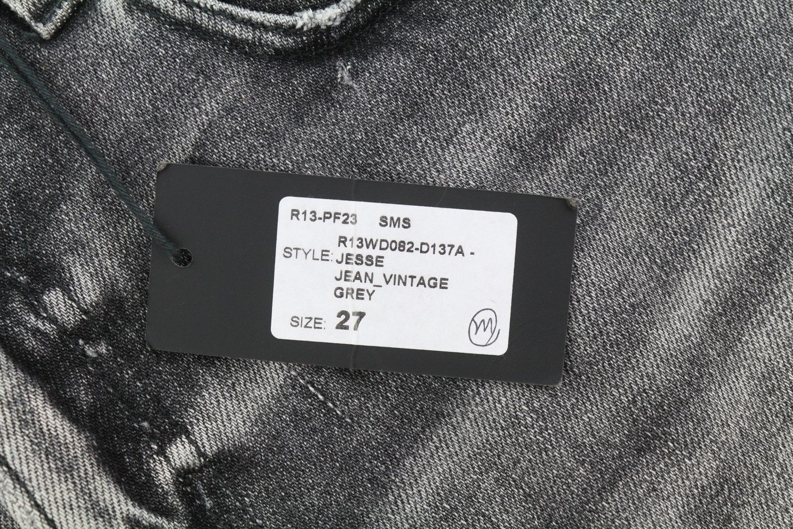 R13 JESSE 27 Vintage Grey Wide Drop Crotch Faded 85461 Size 27" / US 4 / IT 40 - 8 Thumbnail