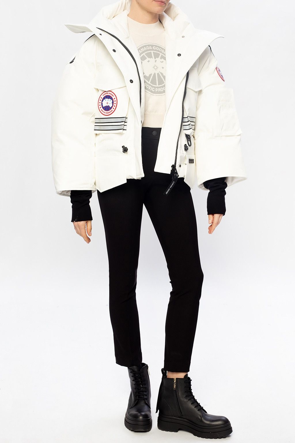 image of Angel Chen x Canada Goose White Snow Mantra Cropped Jacket, Women's (Size Small)