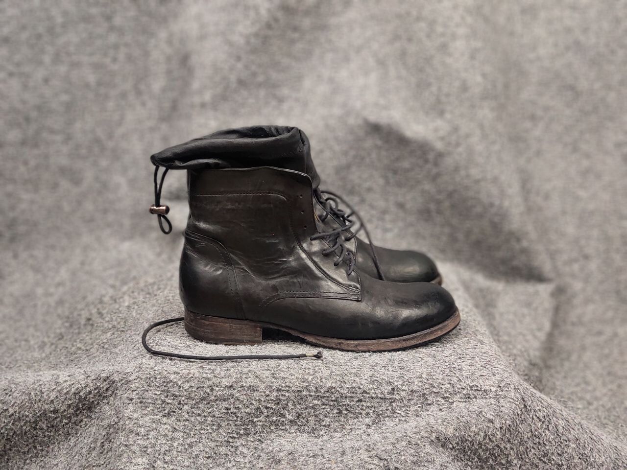 Other Vintage Guidi Style lace up Black Leather ankle Boots Size US 7 / IT 37 - 2 Thumbnail