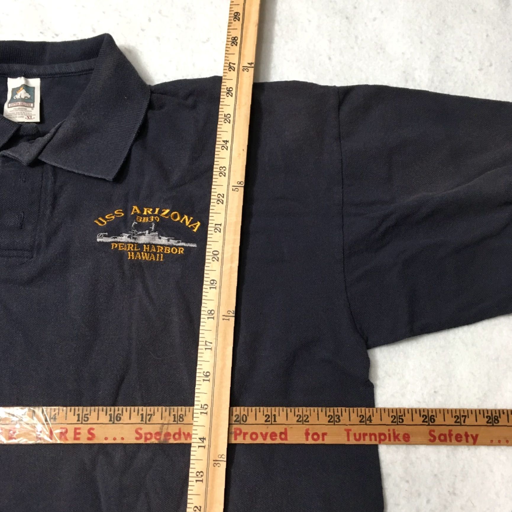 Vintage VINTAGE Cotton Deluxe USS Arizona Polo Shirt Mens XL Blue Short Sleeve BB39 Pearl Harbor Hawaii Size US XL / EU 56 / 4 - 5 Thumbnail