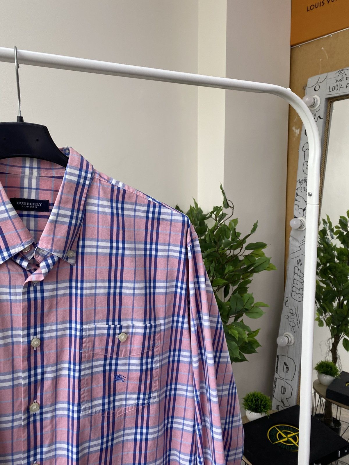Burberry × Vintage Vintage Burberry Nova Check Pink Button Up Shirt Size US L / EU 52-54 / 3 - 7 Thumbnail