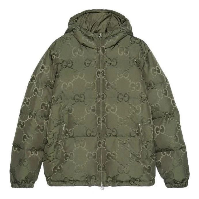 Gucci o1loc1c0226 698710 Jumbo GG Canvas Down Jacket in Green Size US M / EU 48-50 / 2 - 2 Thumbnail