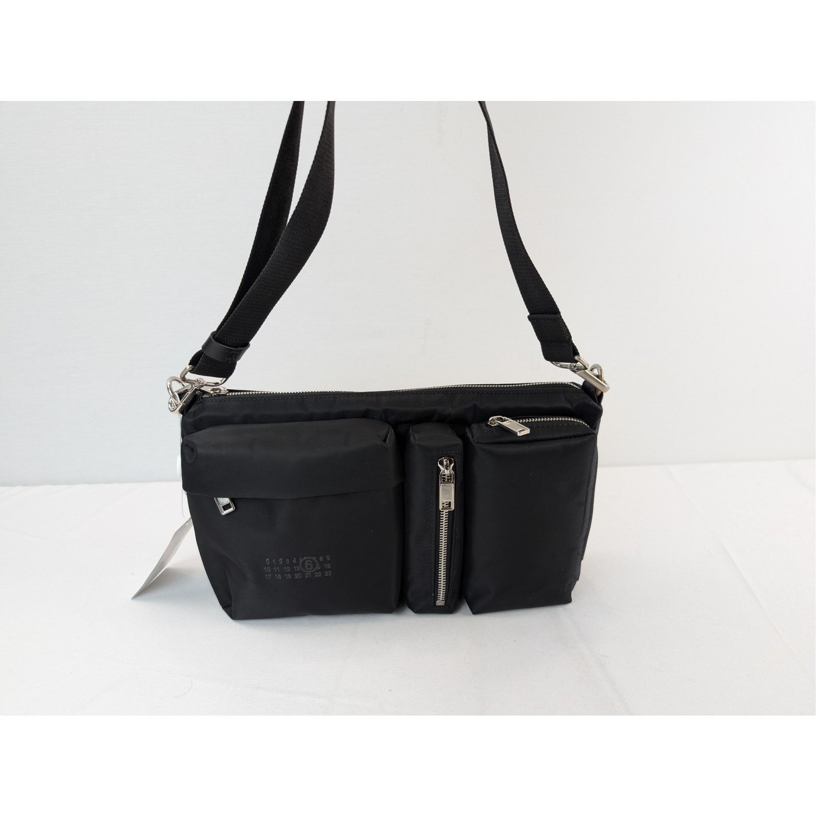 Maison Margiela o1rshd1 MM6 Three Pocket Nylon Crossbody Messenger Bag Black Size ONE SIZE - 6 Thumbnail