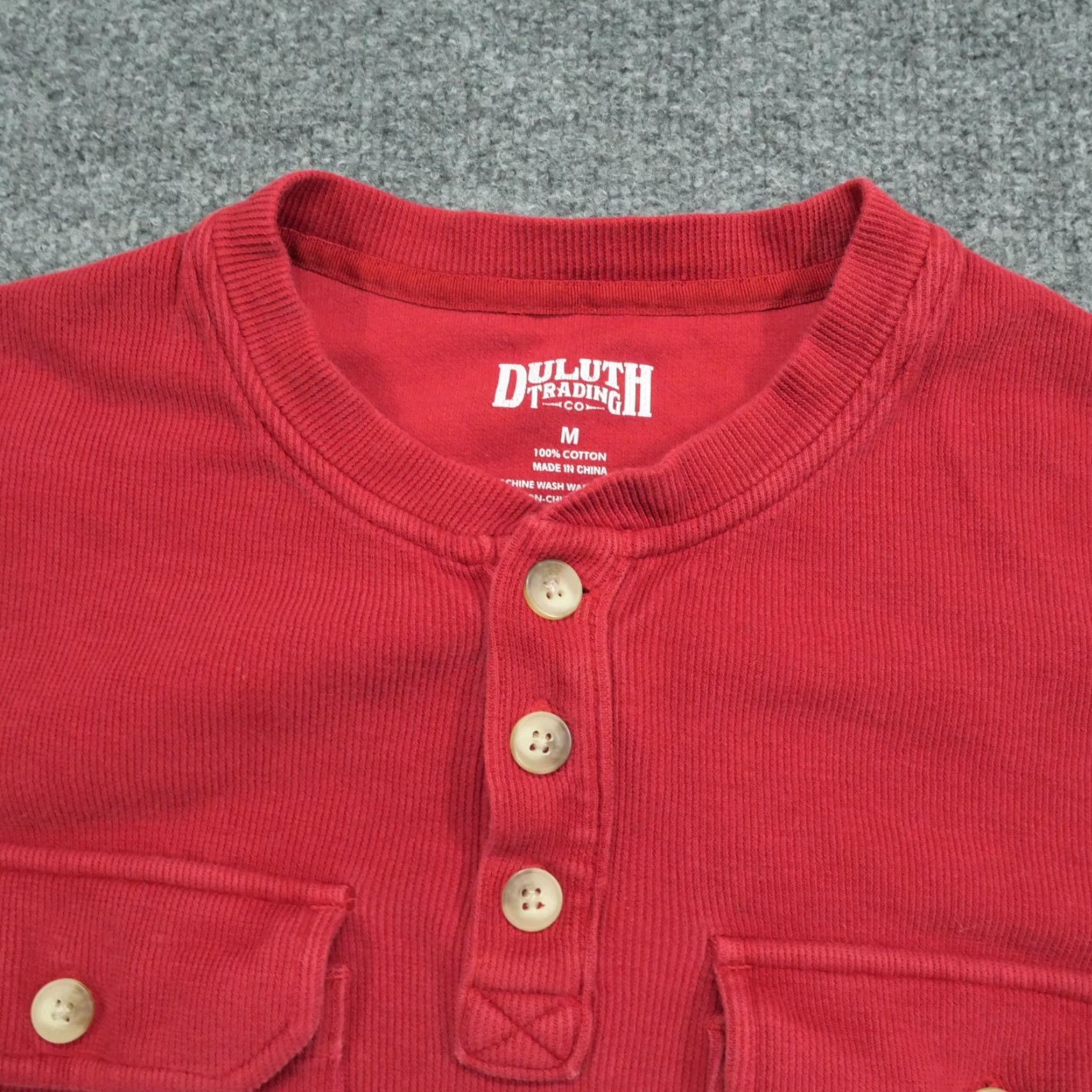 CO Duluth Shirts Mens Medium Red Henley Ribbed Pocket 90s Vintage Shirt Mens Size US M / EU 48-50 / 2 - 4 Thumbnail