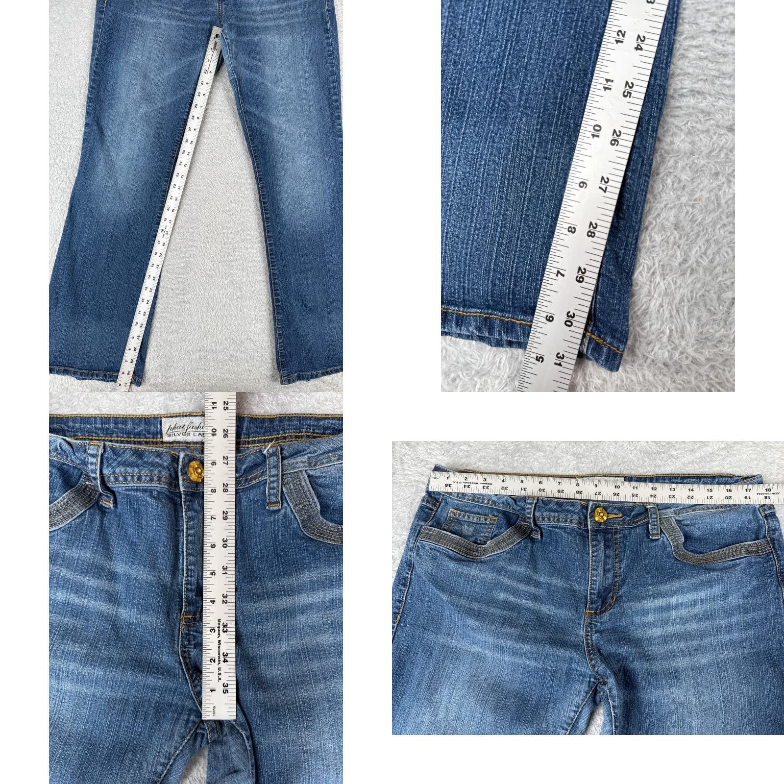 Vintage Phat Fashion Jeans Women Blue Denim Bootcut Mid Rise 36x31 15 Regular 36 Waist 31 Inseam 5-Pocket Denim Cotton Blend Stretch City Vintage No N/A Size 36" / US 14 / IT 50 - 8 Thumbnail