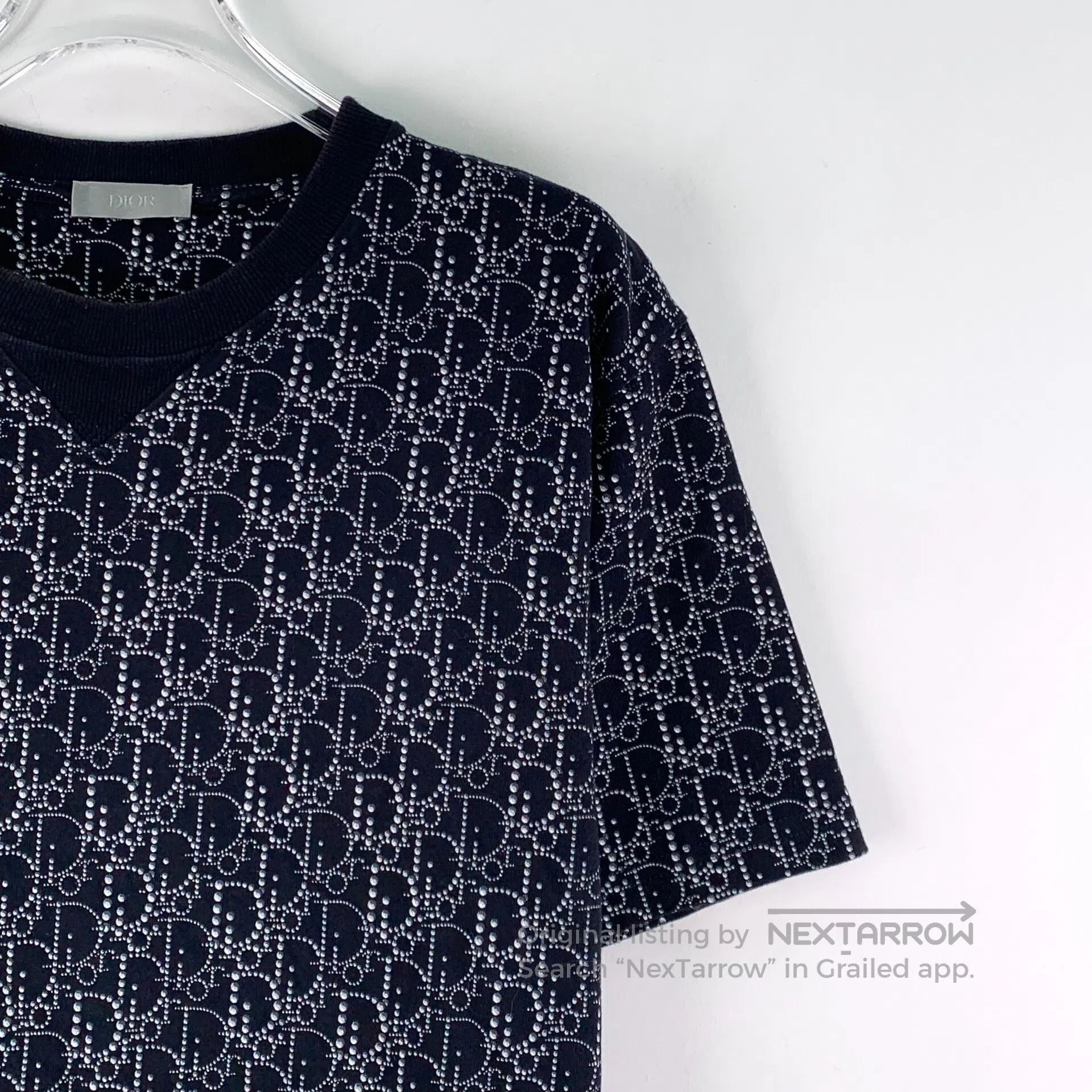 Dior Dior Black Logo Monogram Printed Cotton Crew Neck Short Sl Size US M / EU 48-50 / 2 - 3 Thumbnail