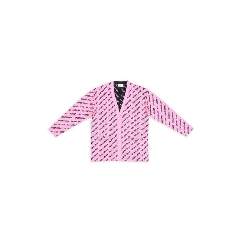 Balenciaga o1la1rc1a1024 Mini Allover Logo Cardigan in Pink/Black Size S / US 4 / IT 40 - 1 Thumbnail