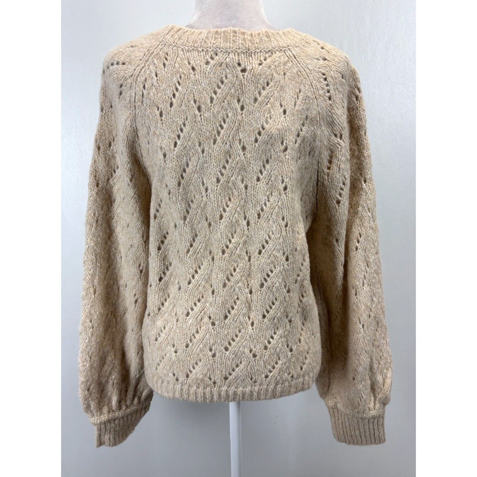 J.Crew VINTAGE J.CREW Women's Sweater XL Knit Crew Neck Wool Blend Long Sleeve Pullover Cream Size XL / US 12-14 / IT 48-50 - 3 Thumbnail