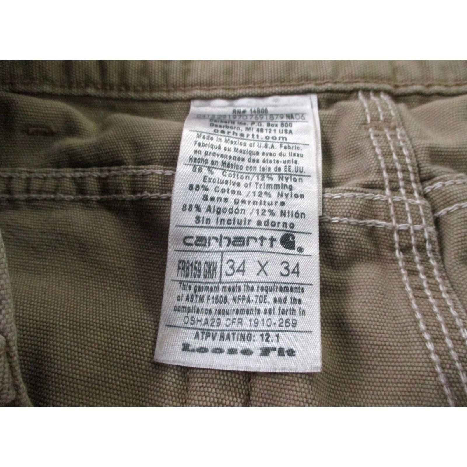 Carhartt Carhartt Pants Men 34 Beige Carpenter Loose Canvas Workwear Straight Logo FR Pants Size US 34 / EU 50 - 7 Thumbnail