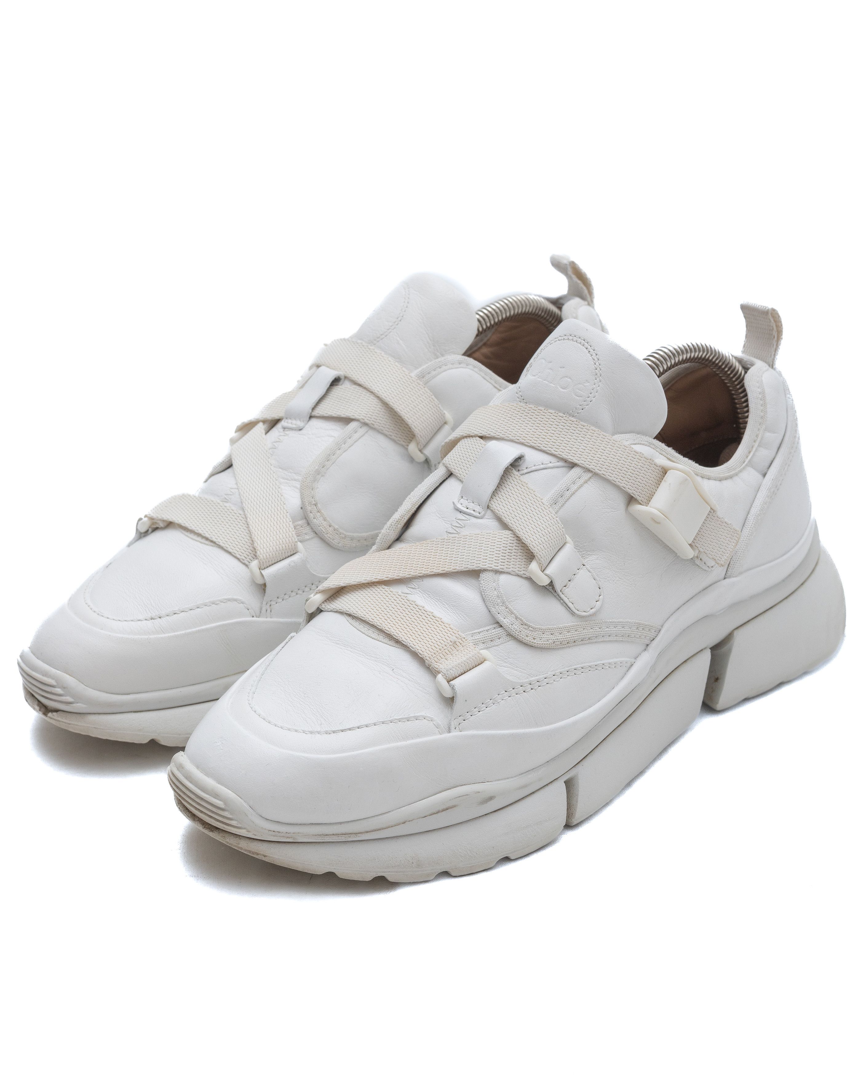 Chloe CHLOÉ Sonnie White Leather Sneakers Size US 10.5 / IT 40.5 - 1 Thumbnail