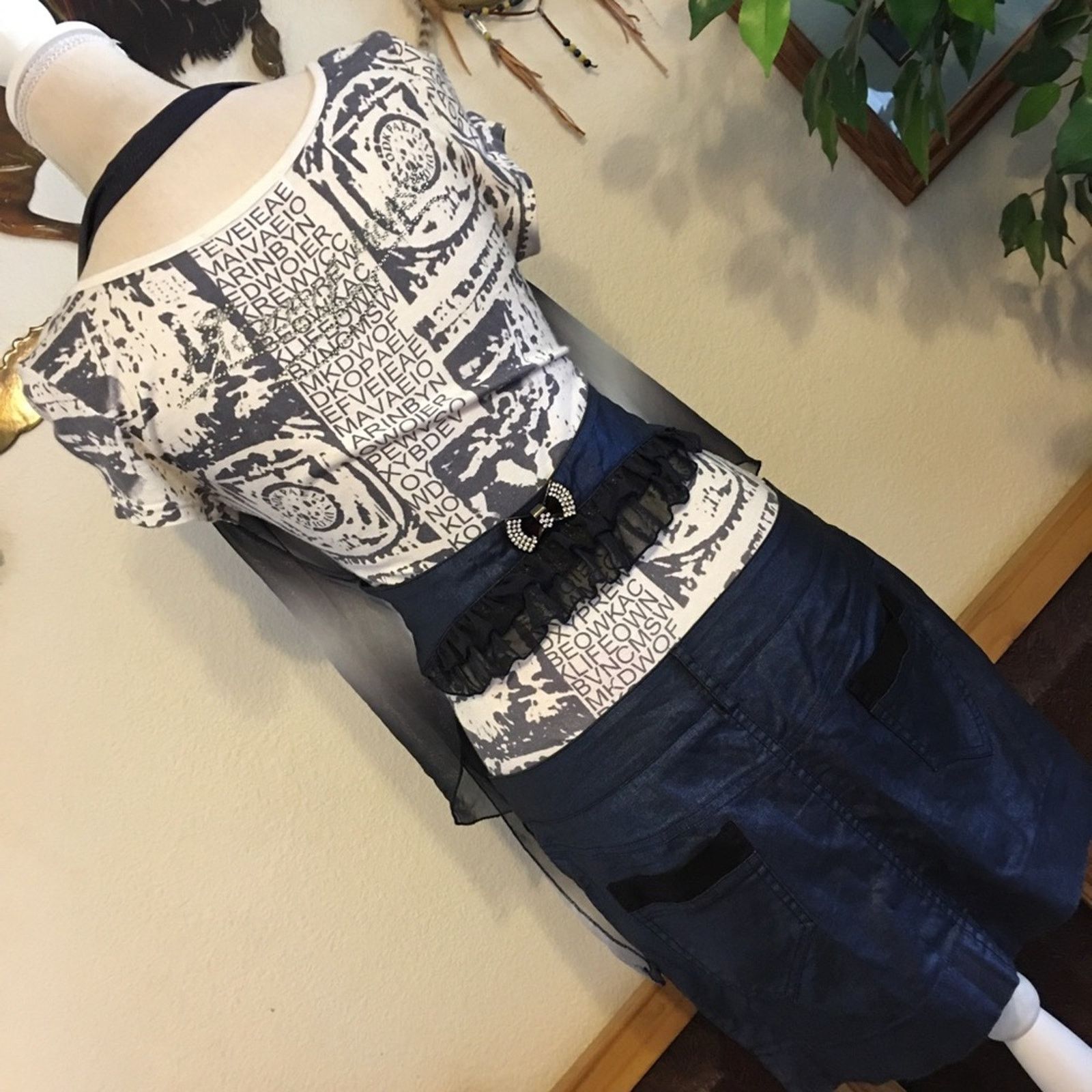 Other Cloth Card dark blue jean skirt one piece dress Size M / US 6-8 / IT 42-44 - 3 Thumbnail