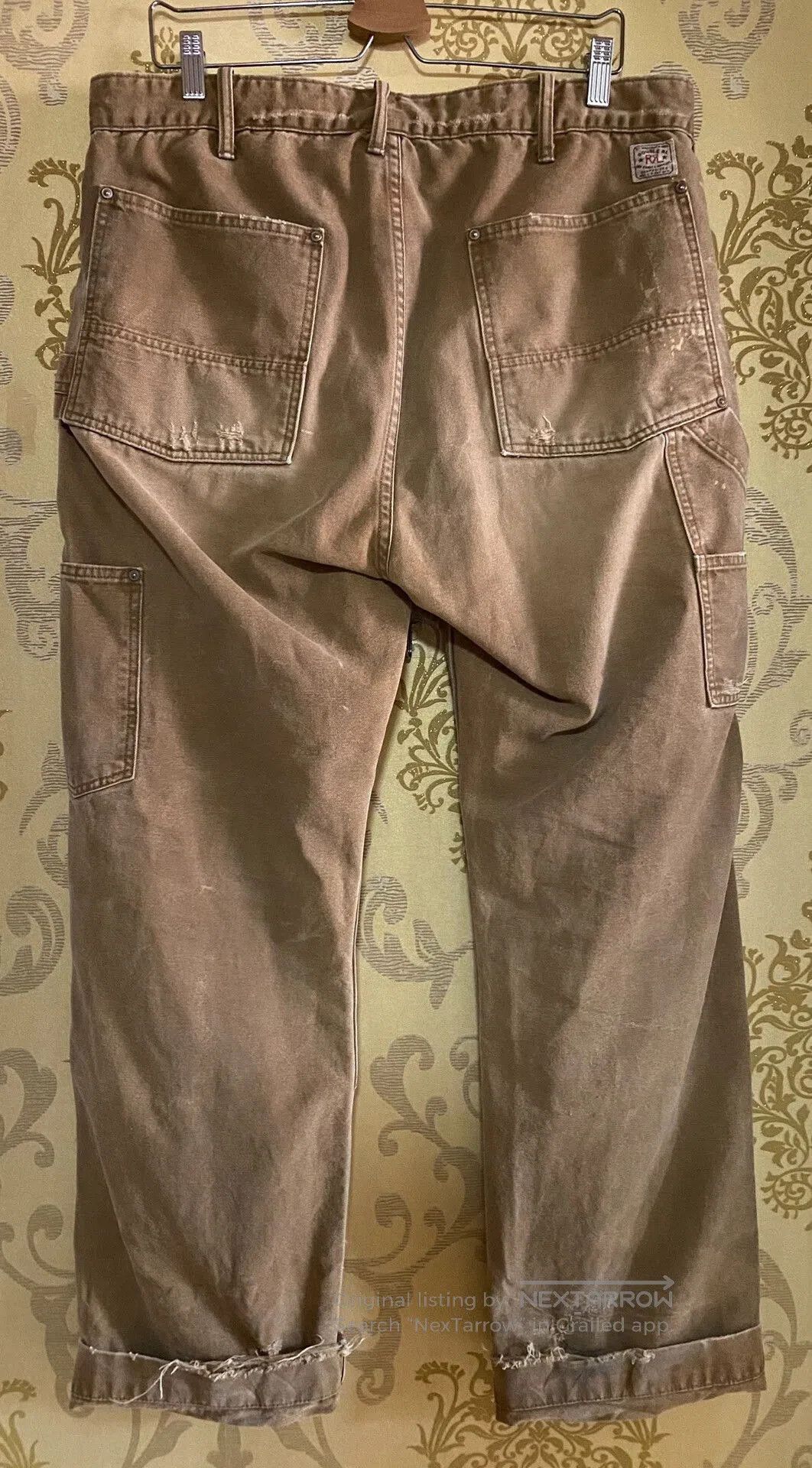 RRL Ralph Lauren khaki canvas work pants with distressed details. Size US 34 / EU 50 - 3 Thumbnail