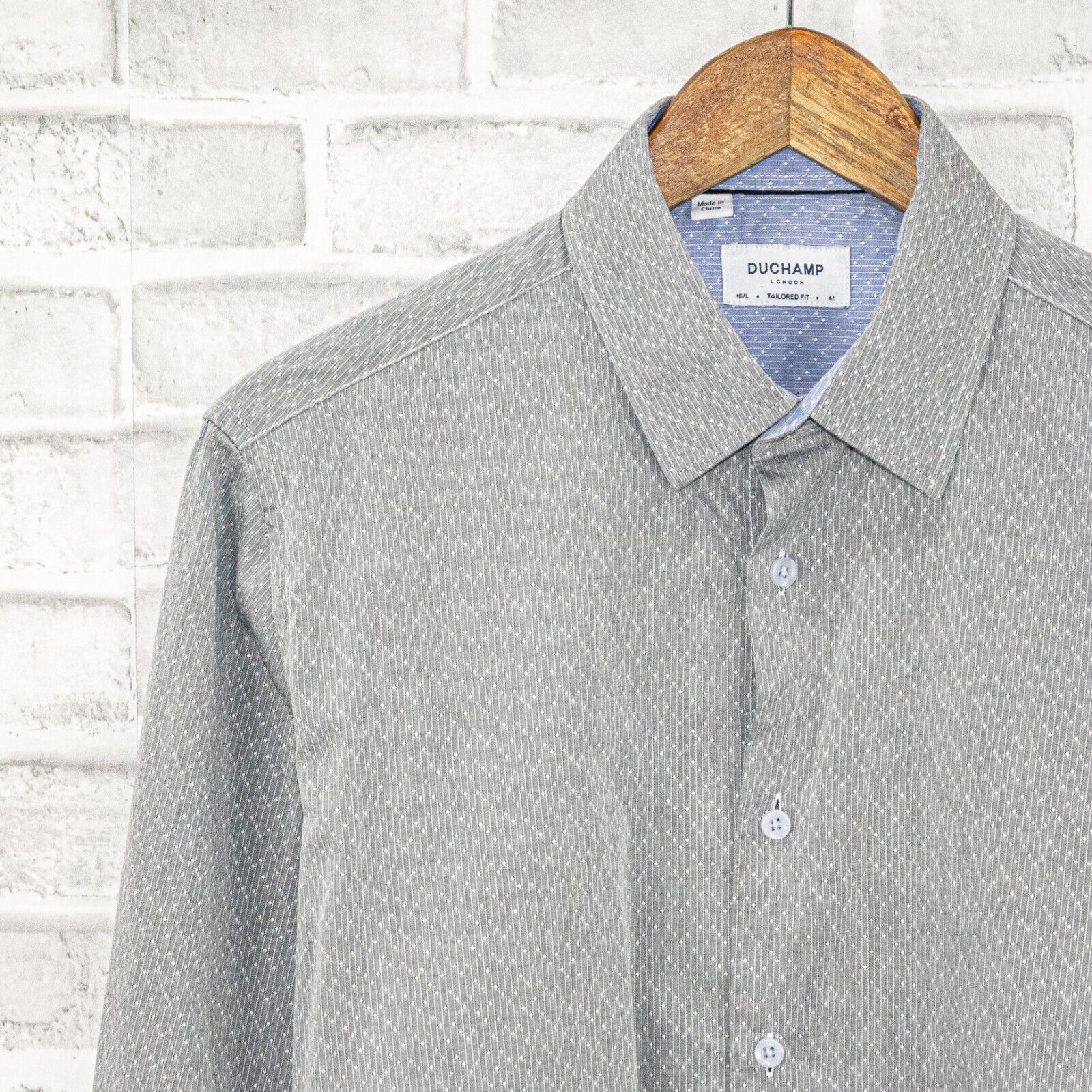 Duchamp DUCHAMP London Tailored Fit Button up Shirt Gray textured Size US L / EU 52-54 / 3 - 5 Thumbnail