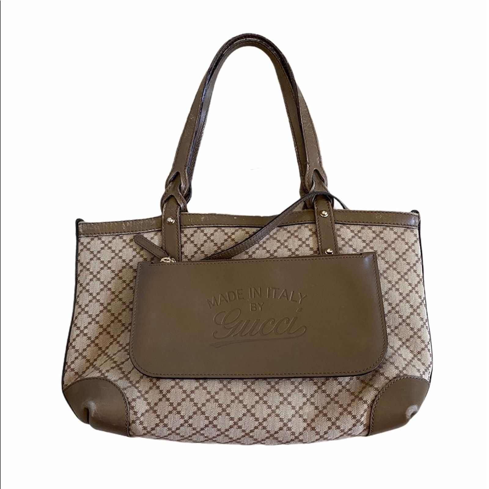 Gucci Gucci Diamanté Brown Canvas Leather Mini Tote & Pouch Size ONE SIZE - 2 Thumbnail