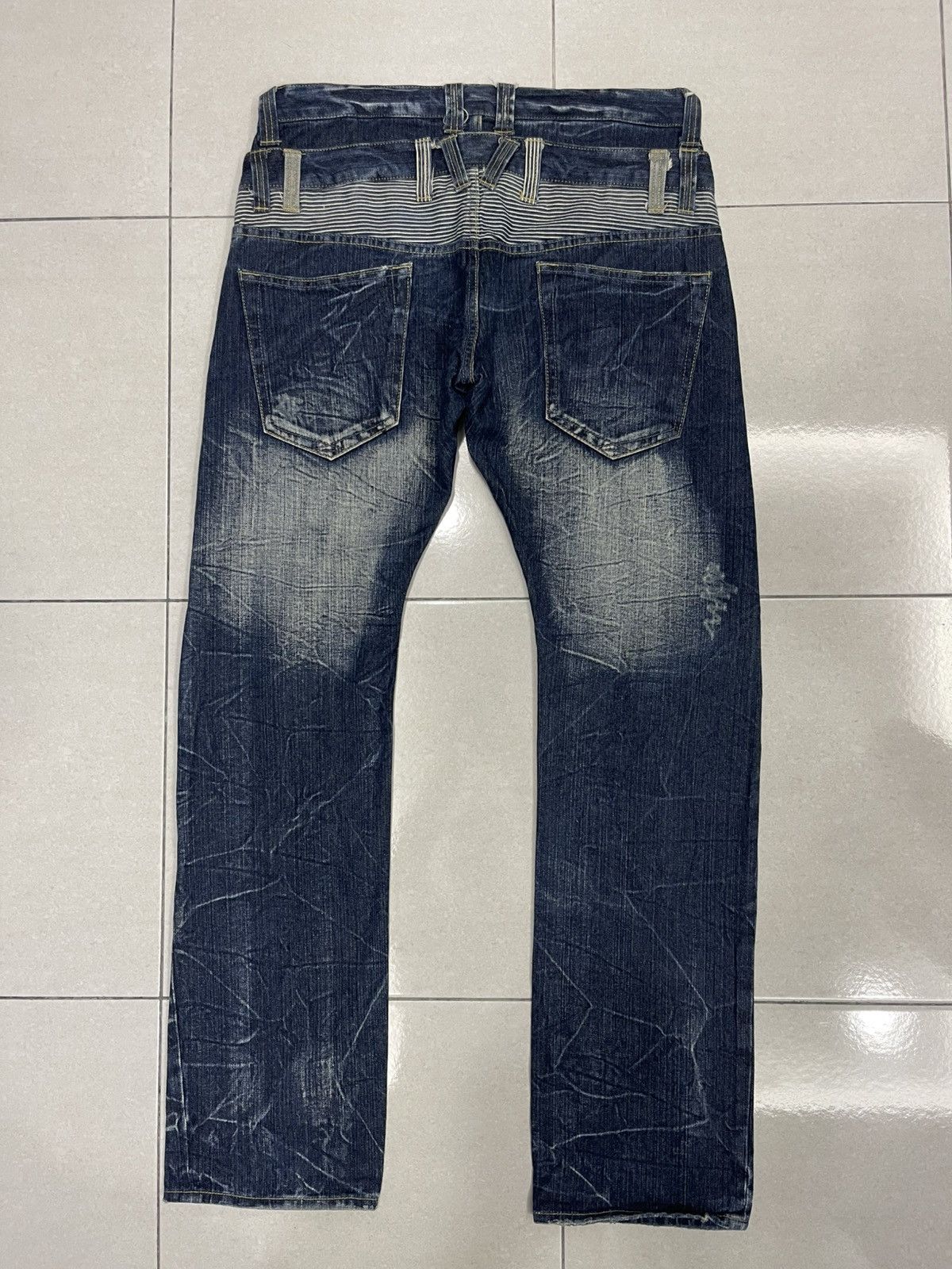 Japanese Brand Dominate Handcrafted Jeans Double Waist Hickory Stripe Denim Size US 35 - 7 Thumbnail